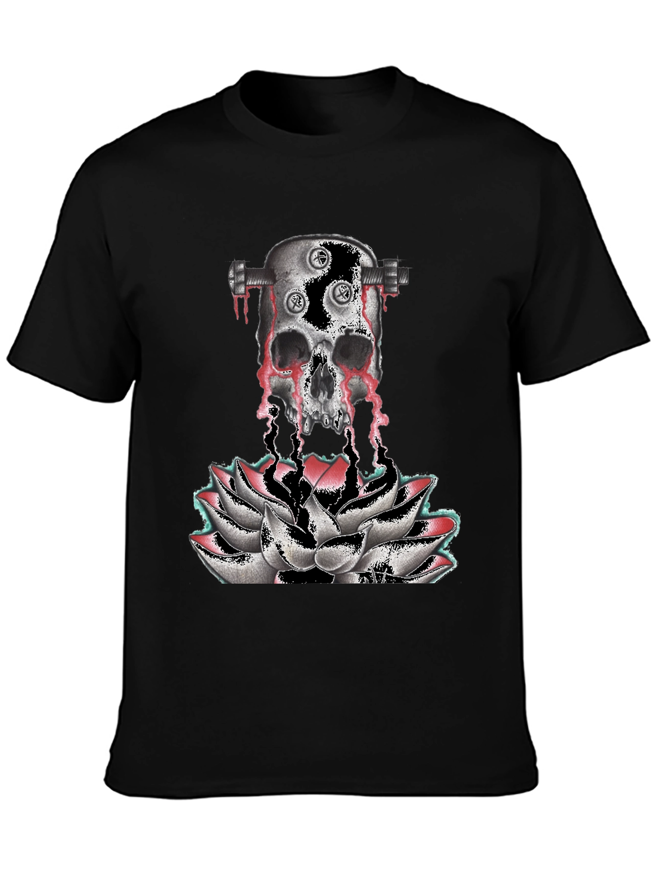 Skull & Lotus Graphic Print T-Shirt