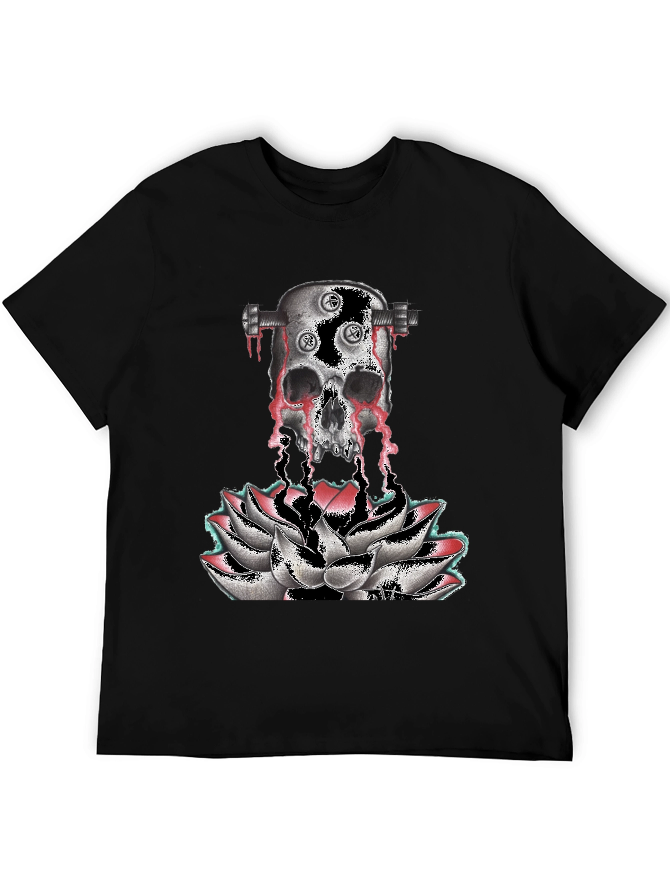 Skull & Lotus Graphic Print T-Shirt