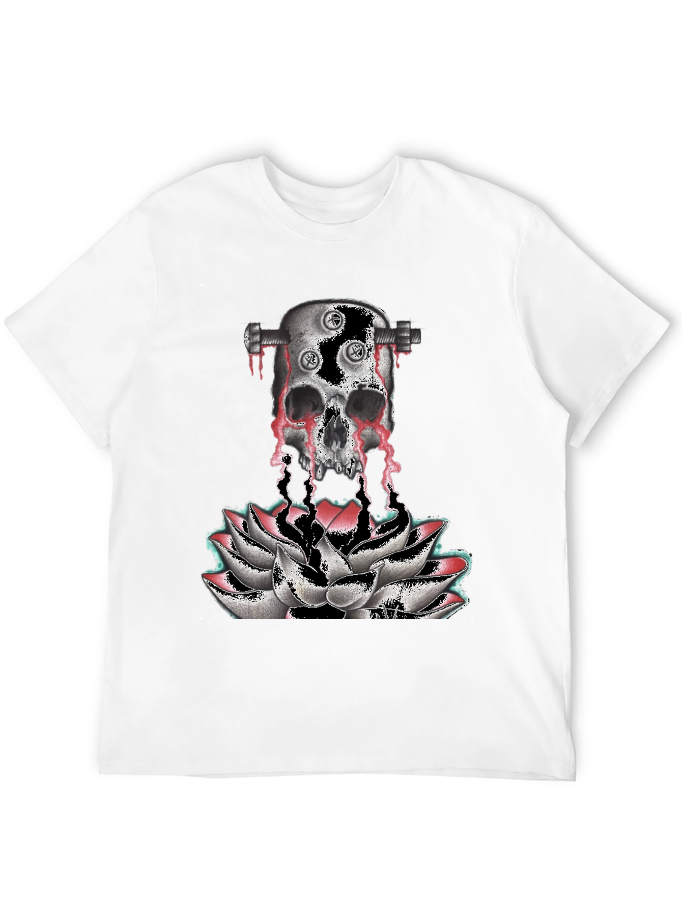 Skull & Lotus Graphic Print T-Shirt