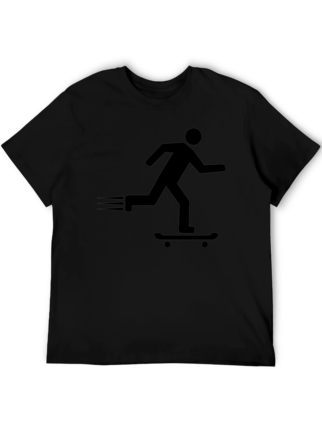 Skateboarder Silhouette Graphic Tee - Black Cotton Blend