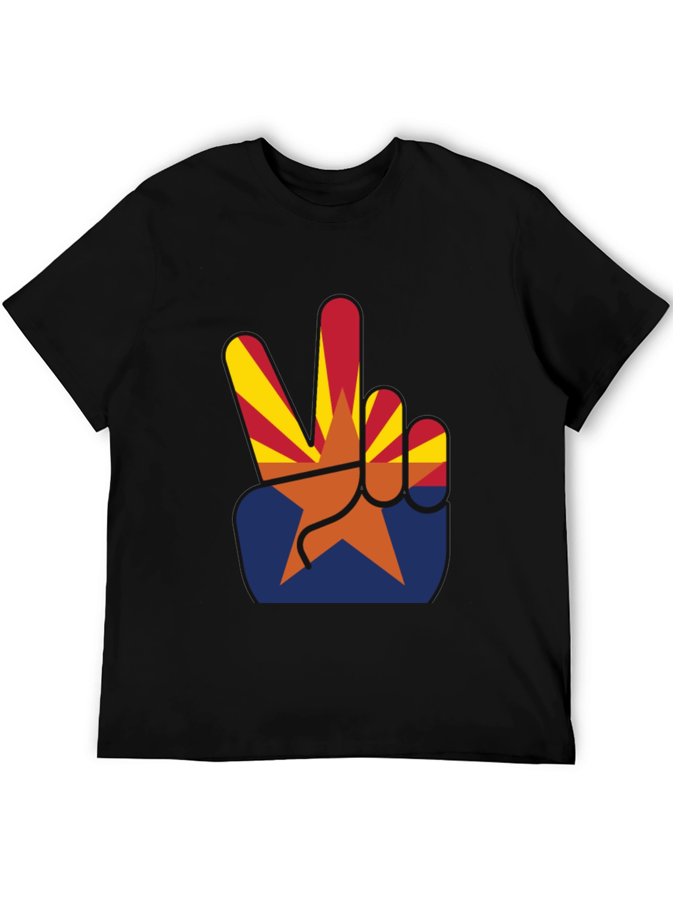 Arizona Peace Sign Graphic Tee - Black Cotton T-Shirt
