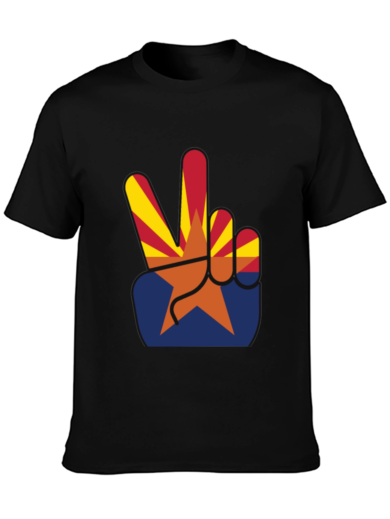 Arizona Peace Sign Graphic Tee - Black Cotton T-Shirt