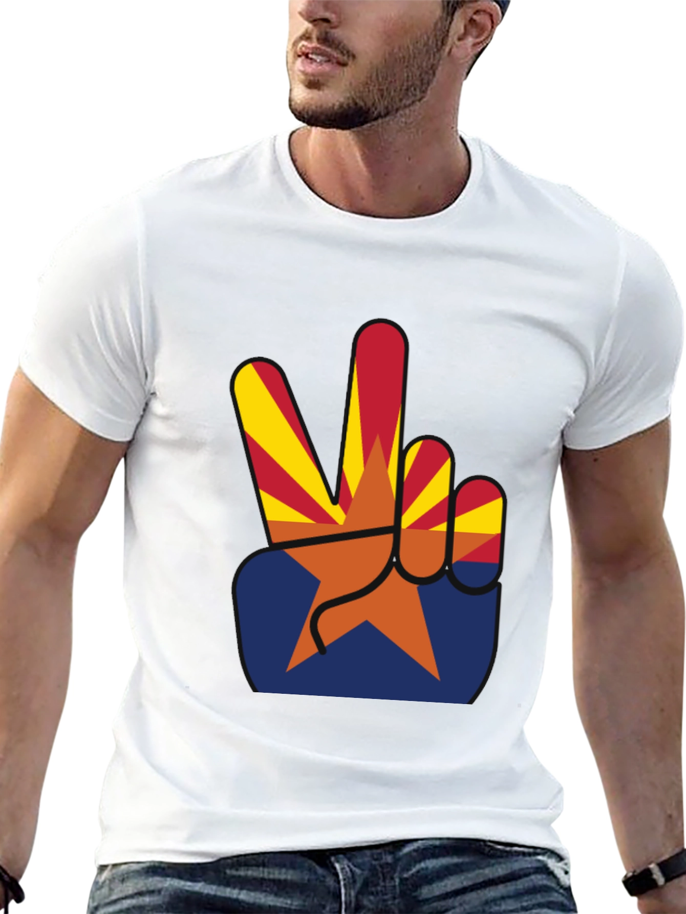 Arizona Peace Sign Graphic Tee - Black Cotton T-Shirt