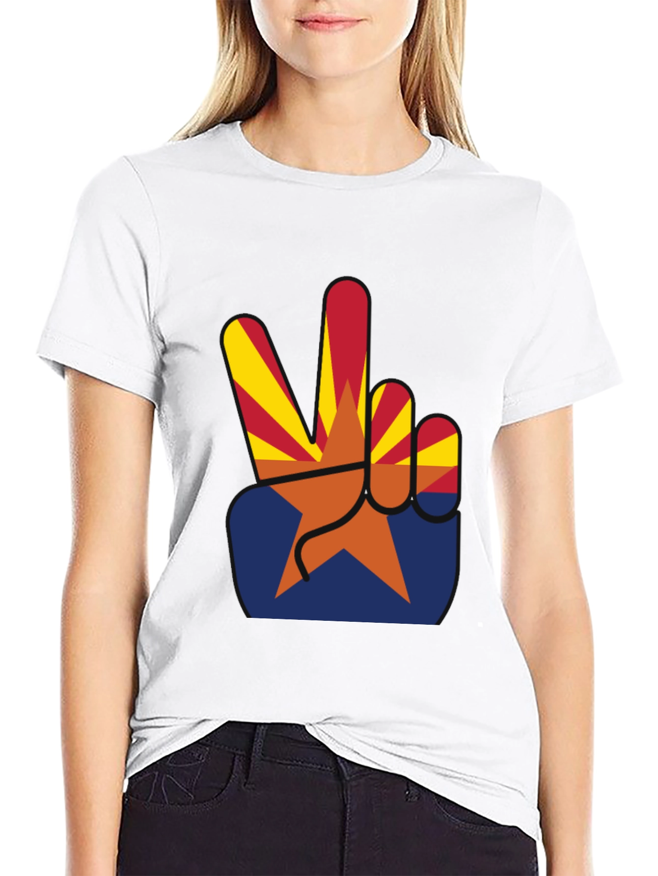 Arizona Peace Sign Graphic Tee - Black Cotton T-Shirt