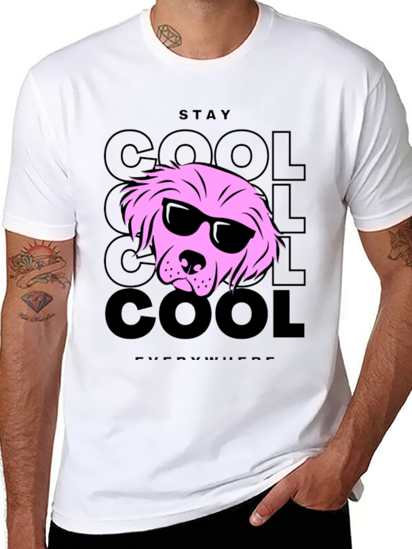 Stay Cool Dog Graphic T-Shirt - Black