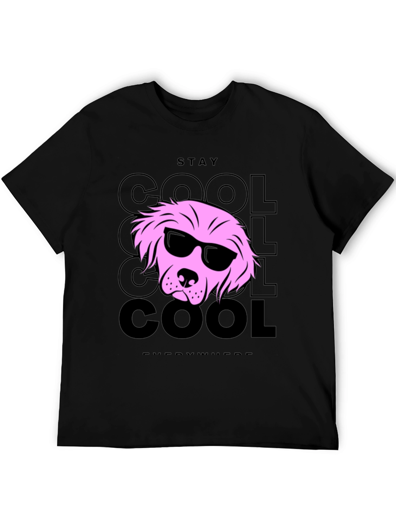 Stay Cool Dog Graphic T-Shirt - Black