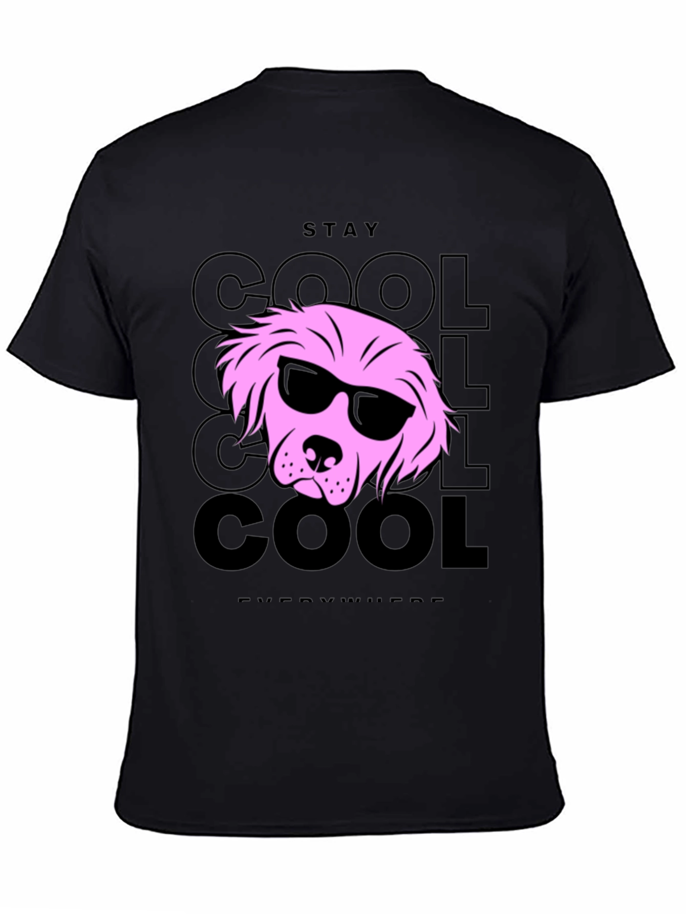 Stay Cool Dog Graphic T-Shirt - Black