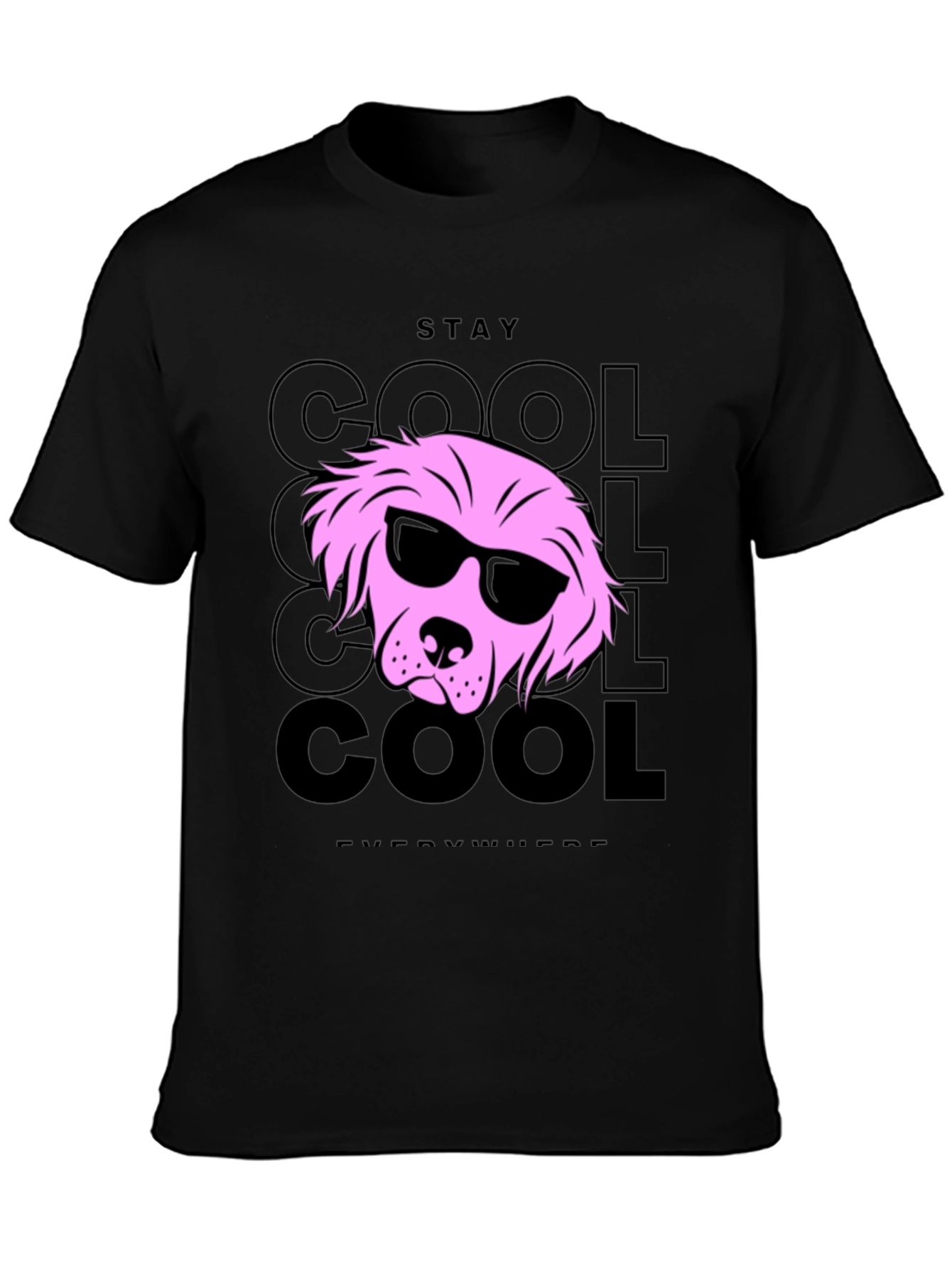 Stay Cool Dog Graphic T-Shirt - Black