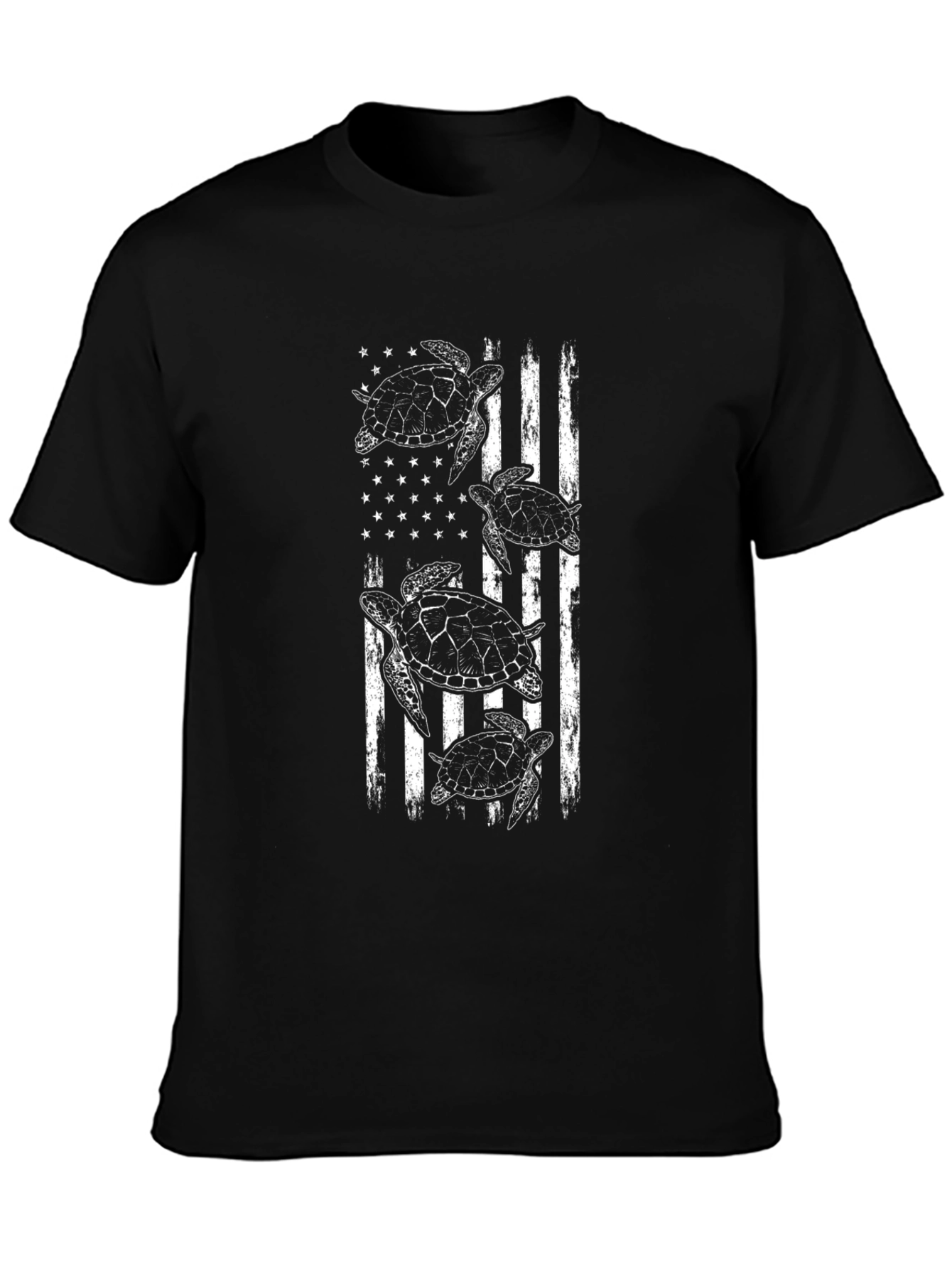 Turtle American Flag Graphic T-Shirt