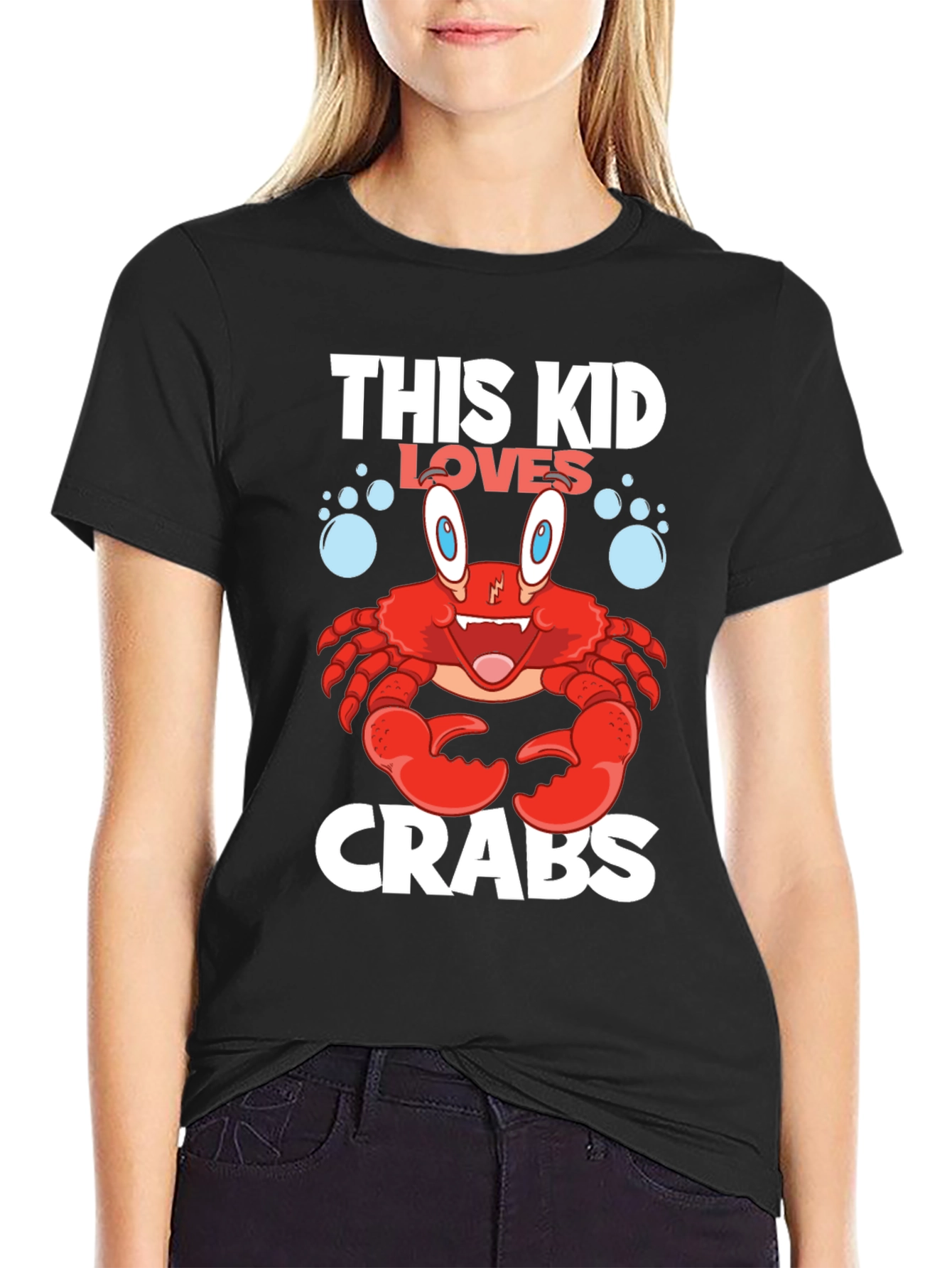 This Kid Loves Crabs T-Shirt - Black Cotton Tee