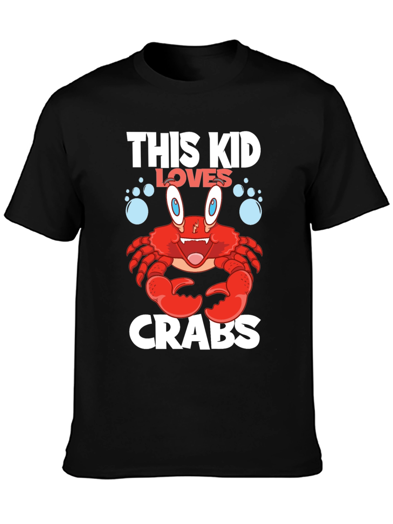 This Kid Loves Crabs T-Shirt - Black Cotton Tee