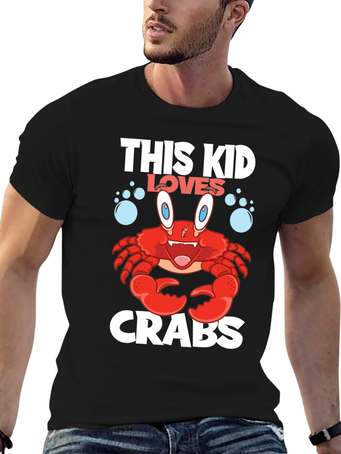 This Kid Loves Crabs T-Shirt - Black Cotton Tee
