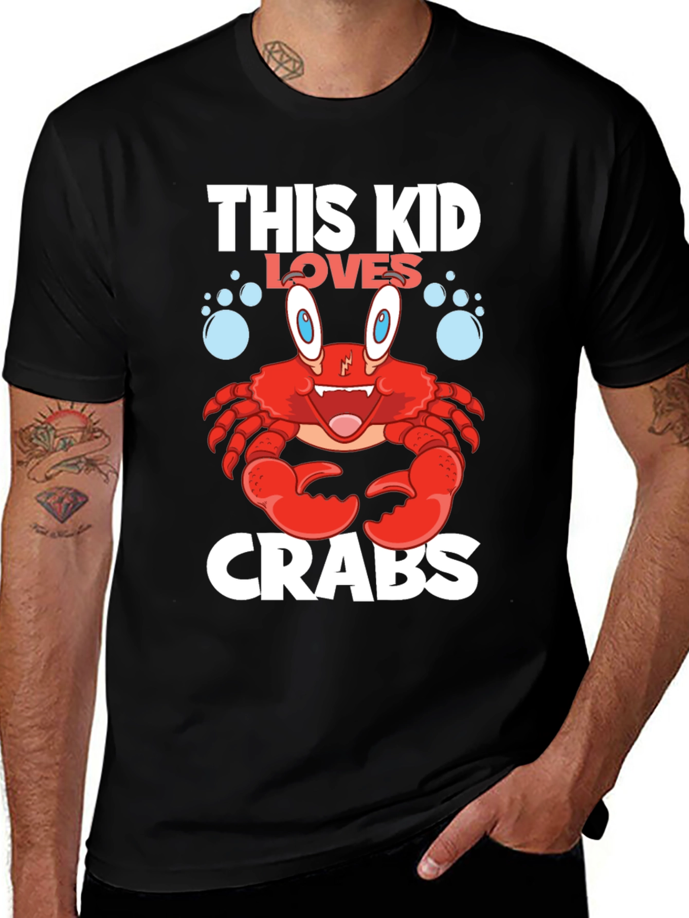 This Kid Loves Crabs T-Shirt - Black Cotton Tee