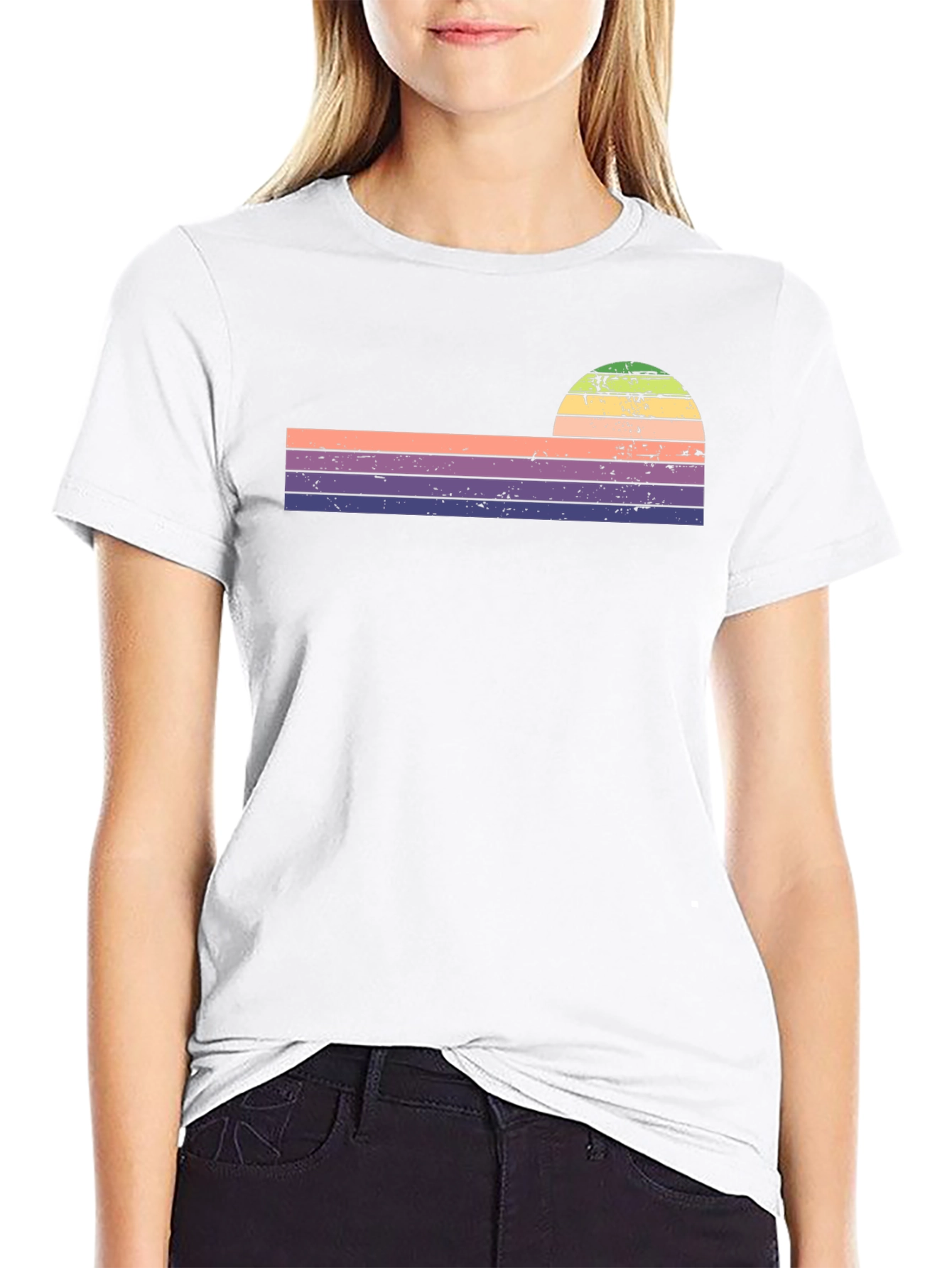 Retro Sunset Striped Graphic Tee