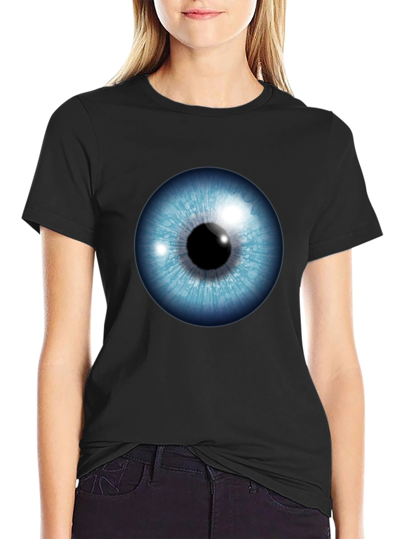 Eye See You - Graphic Print Black T-Shirt