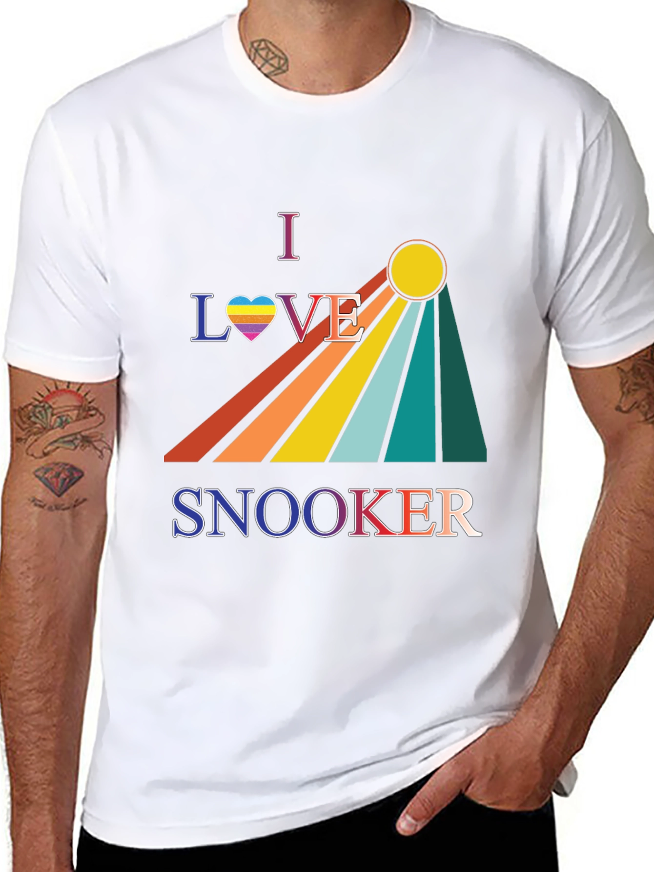 I Love Snooker T-Shirt - Rainbow Graphic Tee
