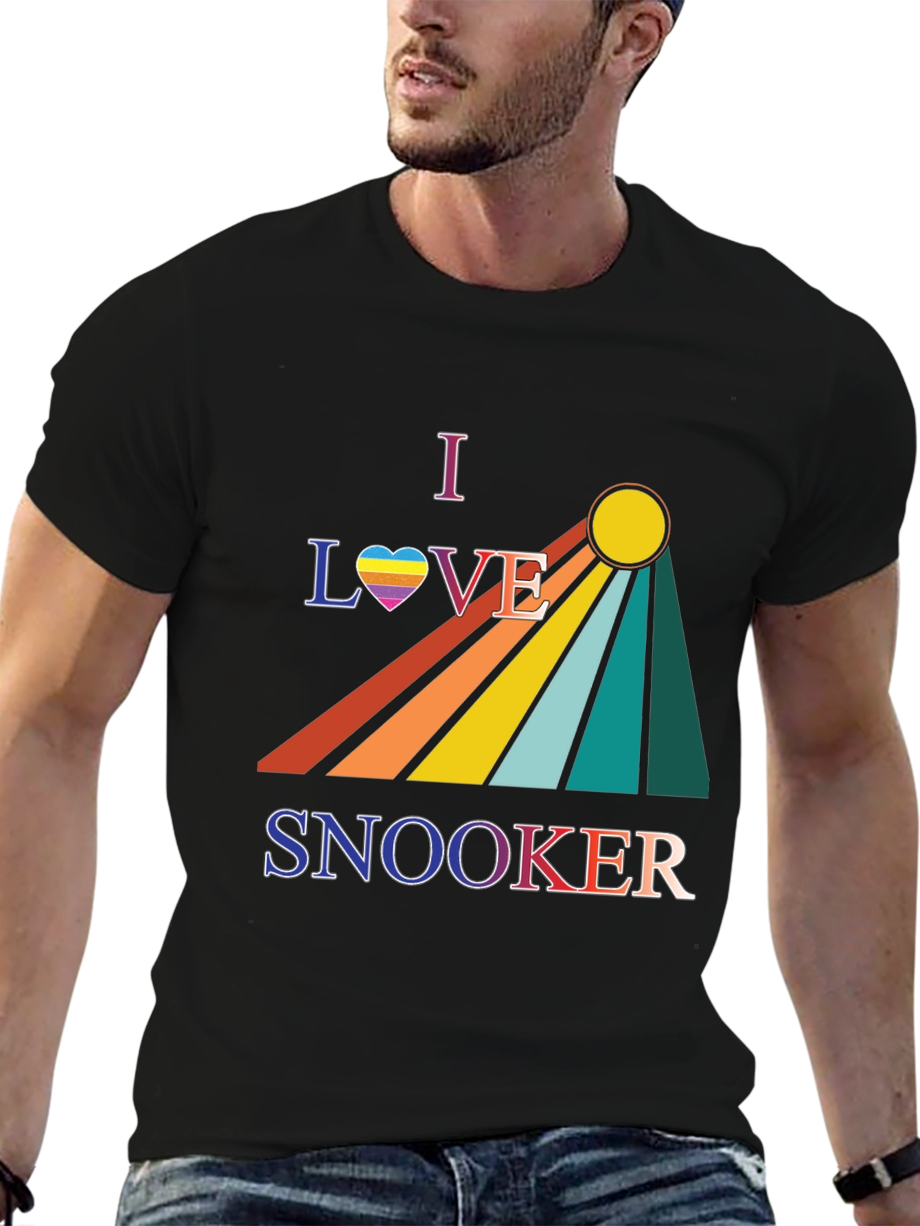 I Love Snooker T-Shirt - Rainbow Graphic Tee