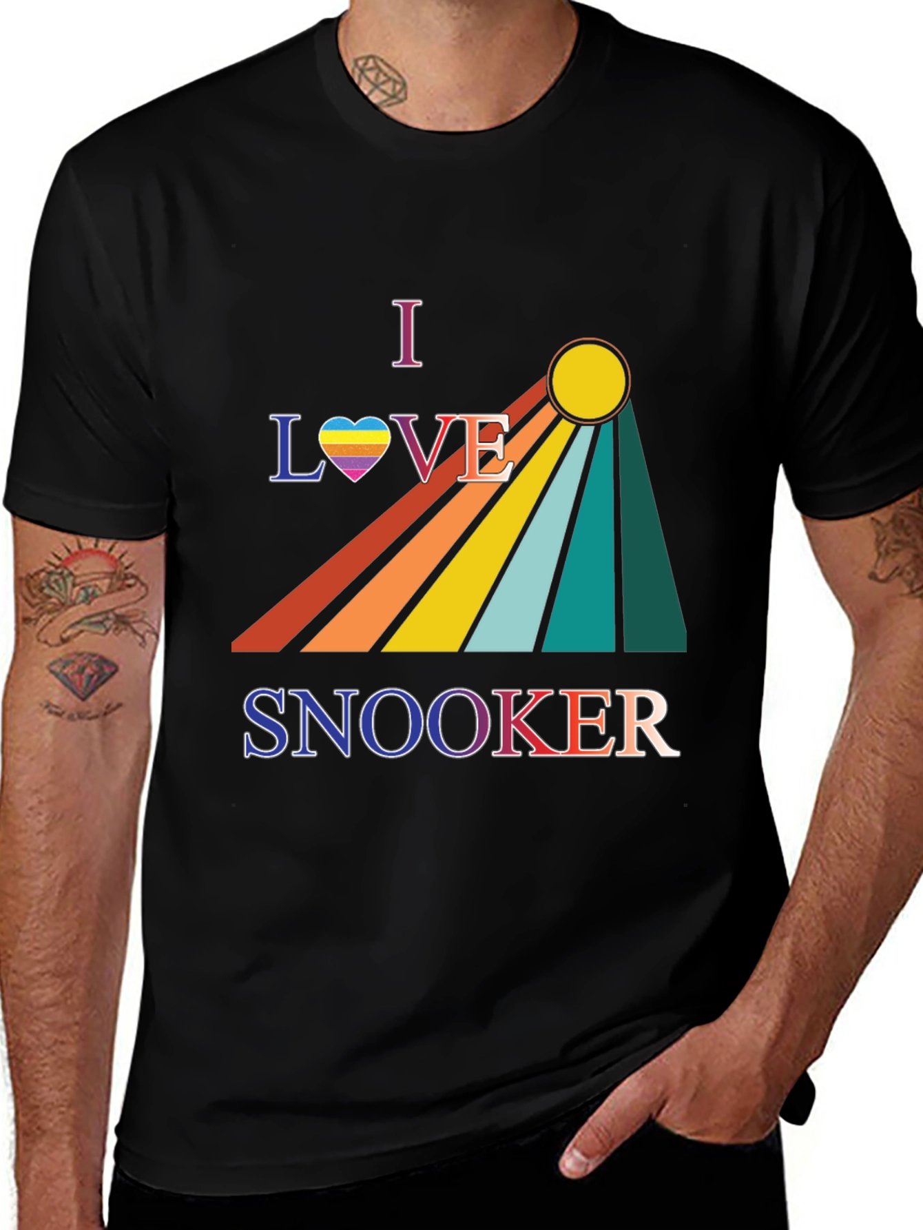 I Love Snooker T-Shirt - Rainbow Graphic Tee