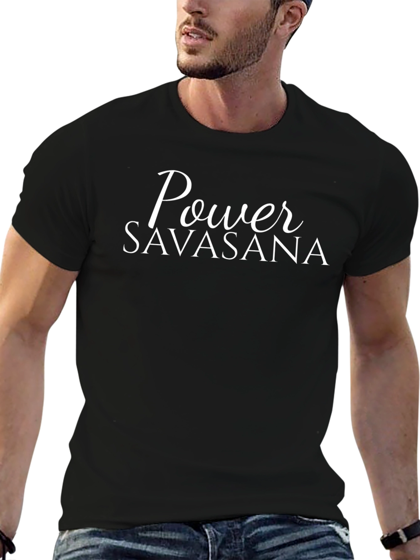Power Savasana Black T-Shirt Yoga Meditation