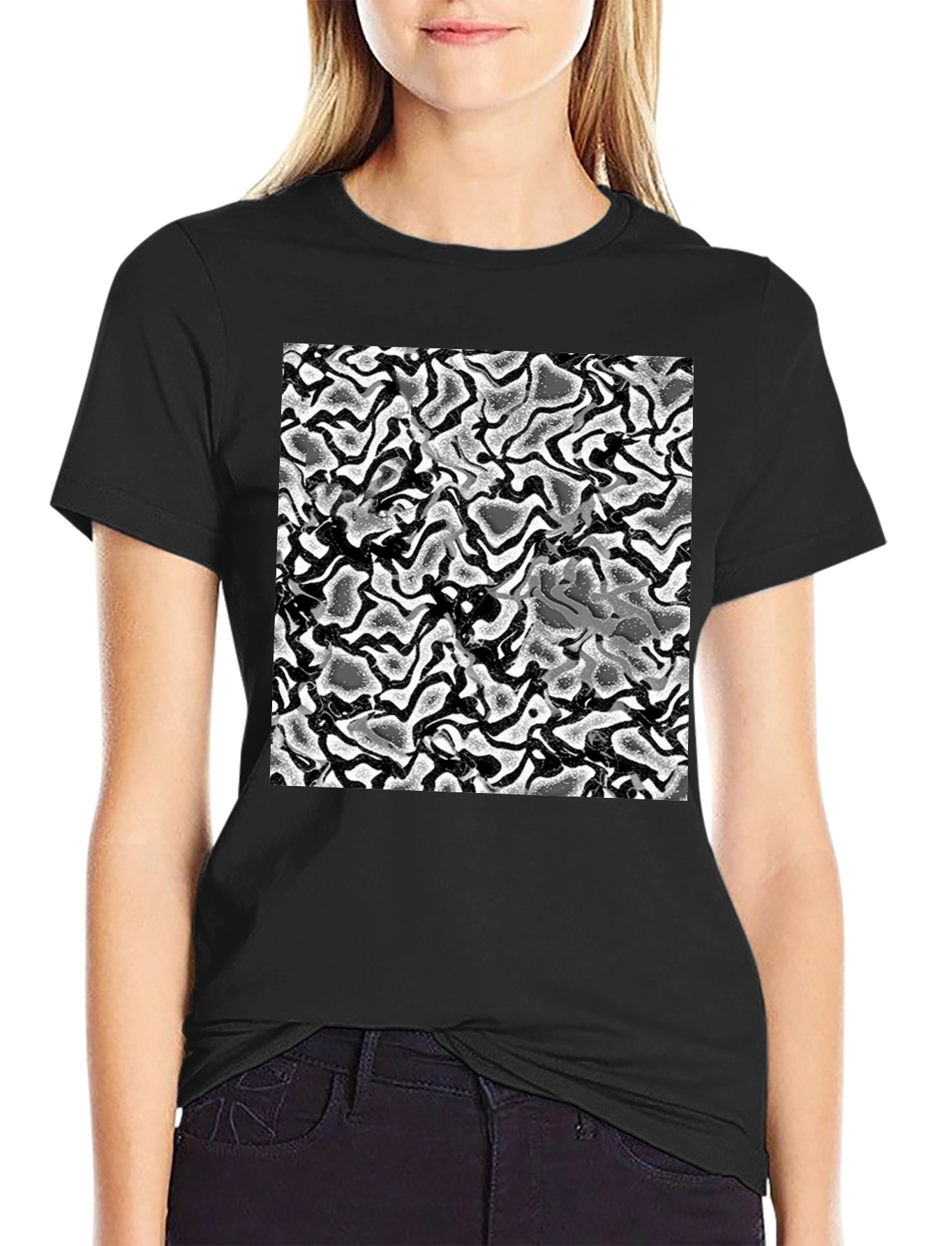 Abstract Swirl T-Shirt - Black Cotton Tee
