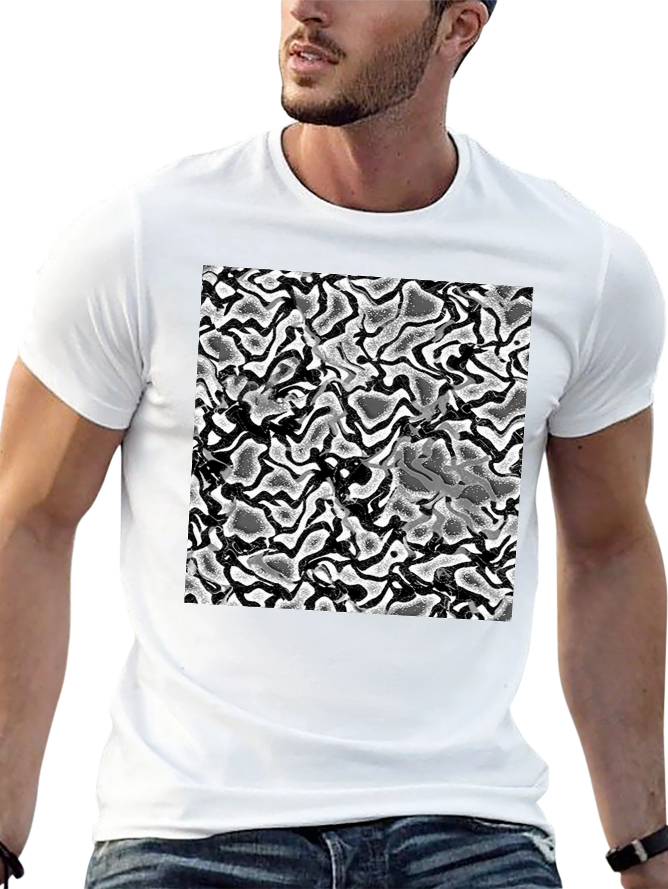 Abstract Swirl T-Shirt - Black Cotton Tee