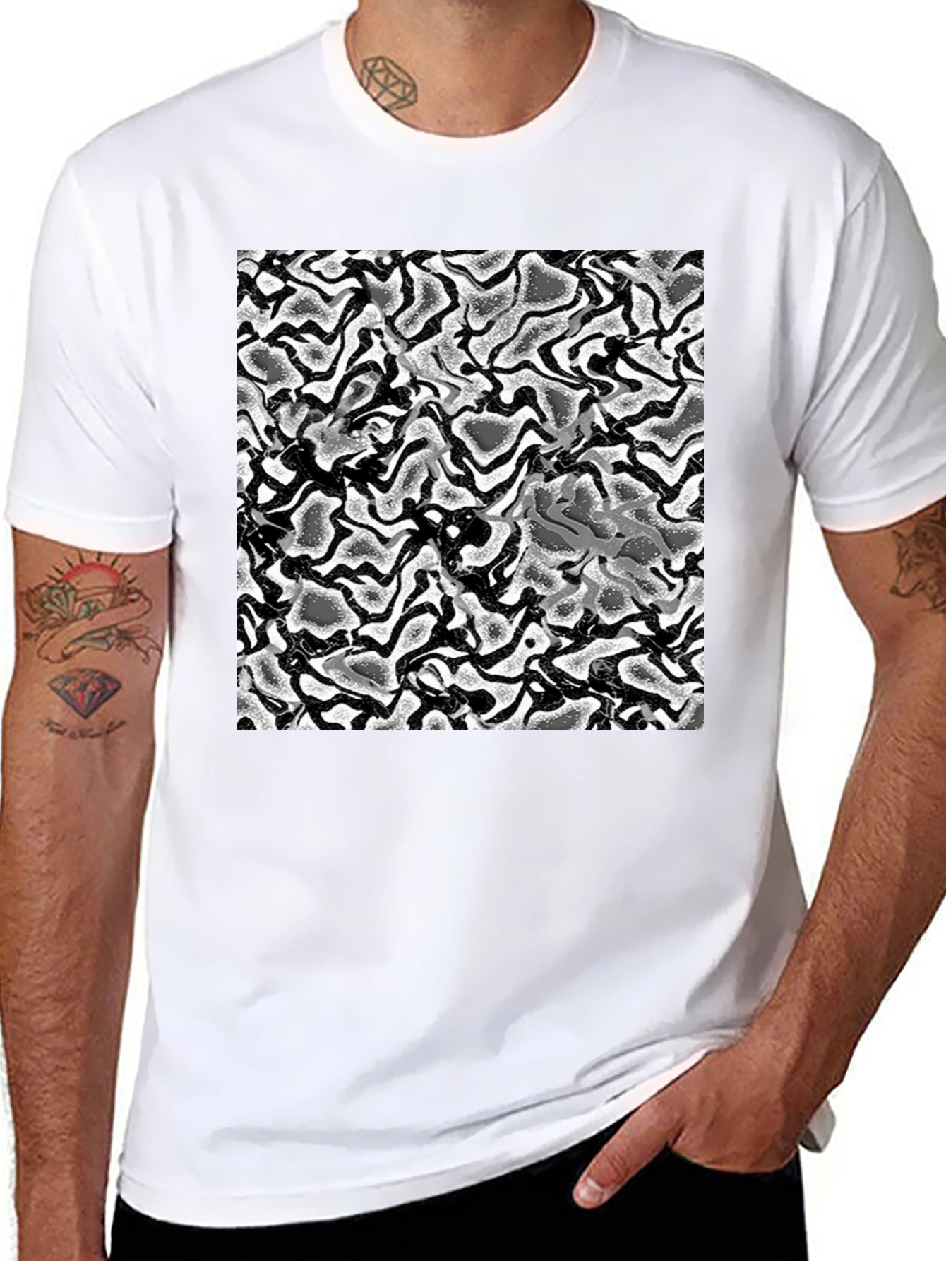Abstract Swirl T-Shirt - Black Cotton Tee
