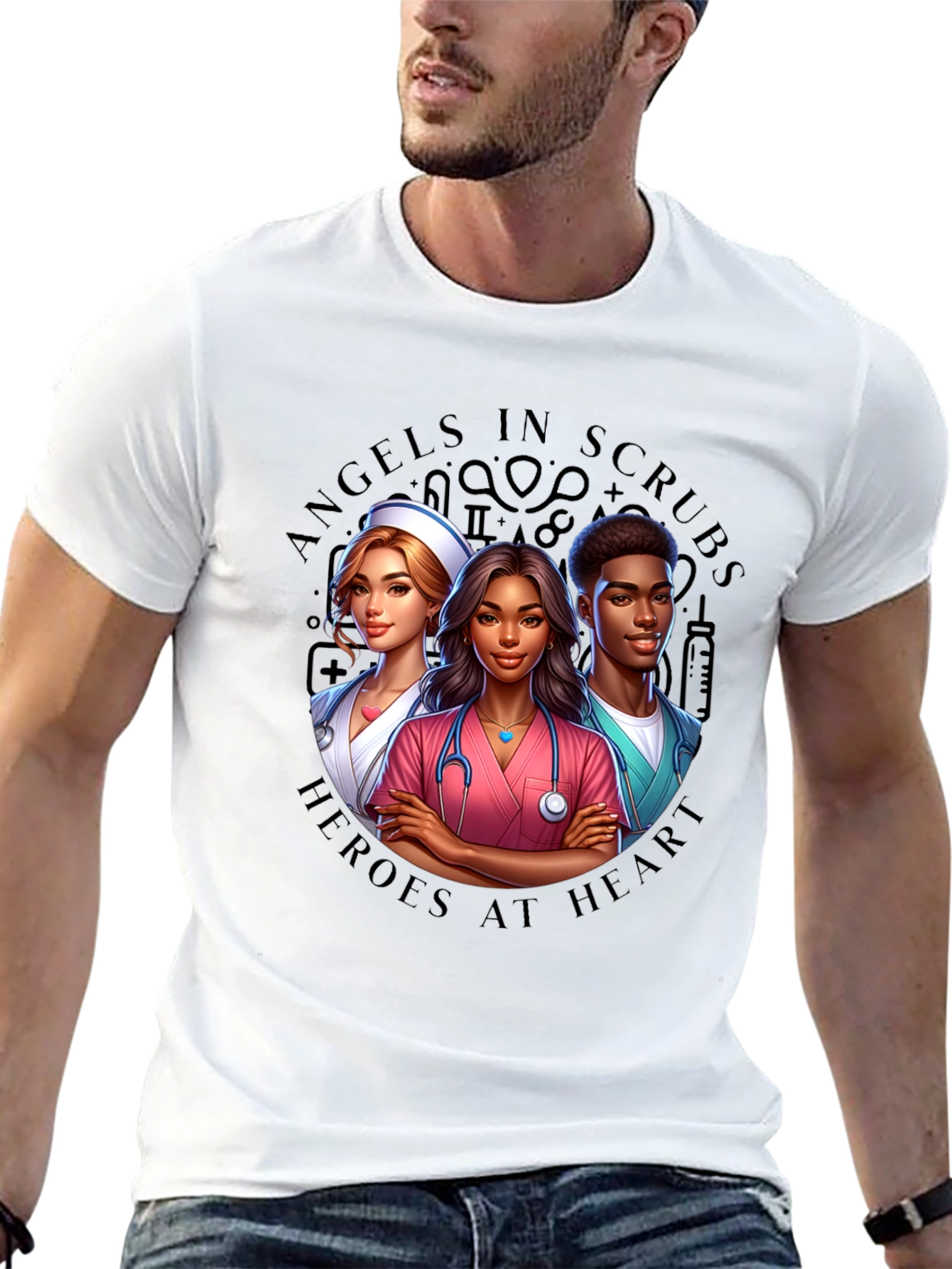 Angels in Scrubs Graphic T-Shirt - Heroes at Heart