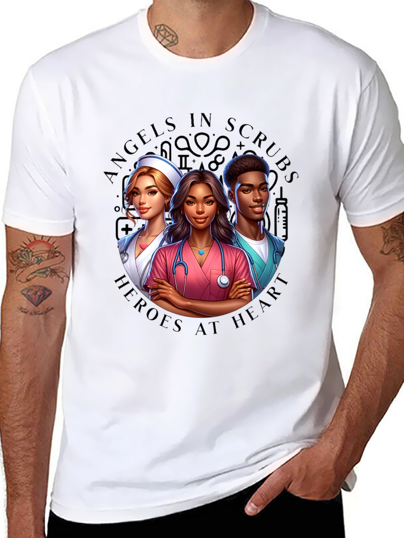 Angels in Scrubs Graphic T-Shirt - Heroes at Heart