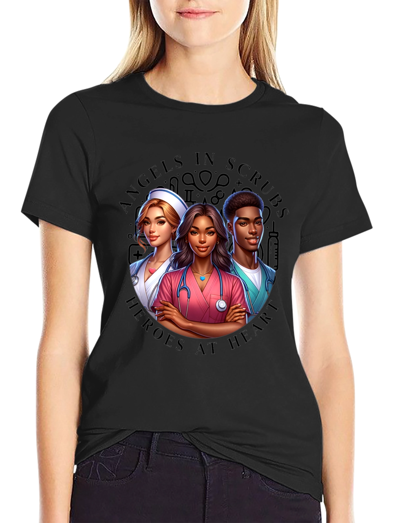 Angels in Scrubs Graphic T-Shirt - Heroes at Heart