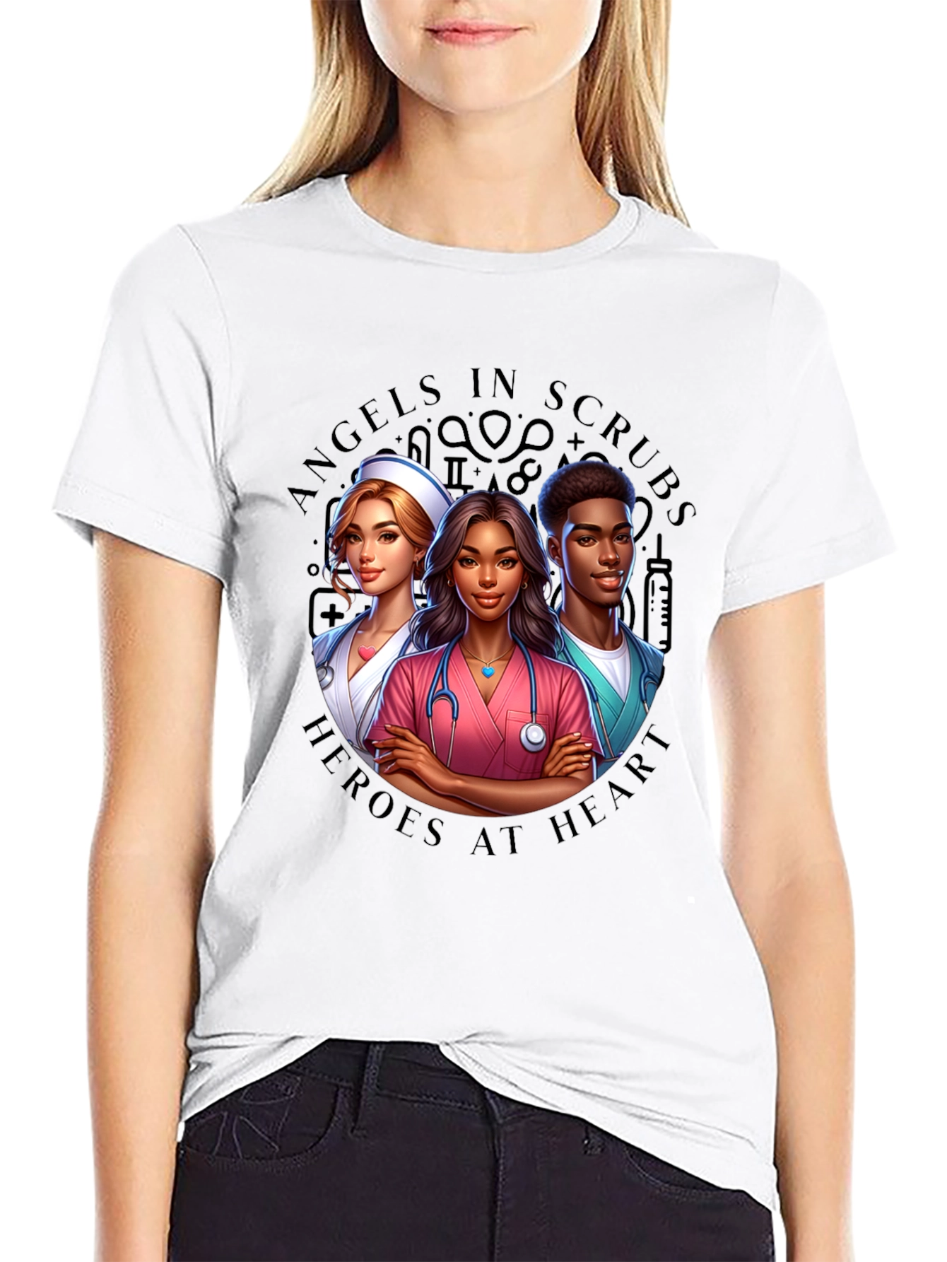 Angels in Scrubs Graphic T-Shirt - Heroes at Heart