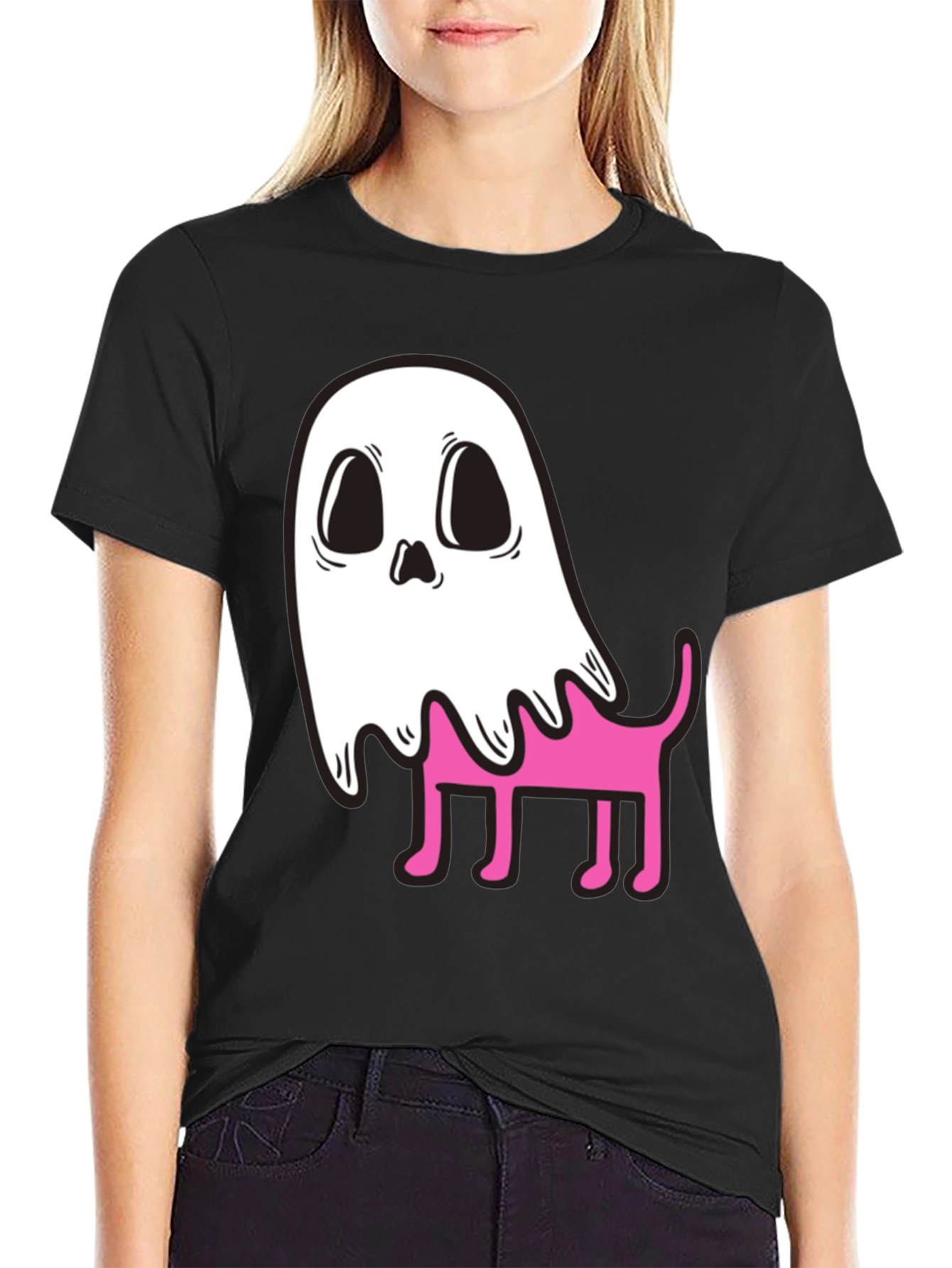 Ghost Dog Graphic T-Shirt - Spooky Cute Style