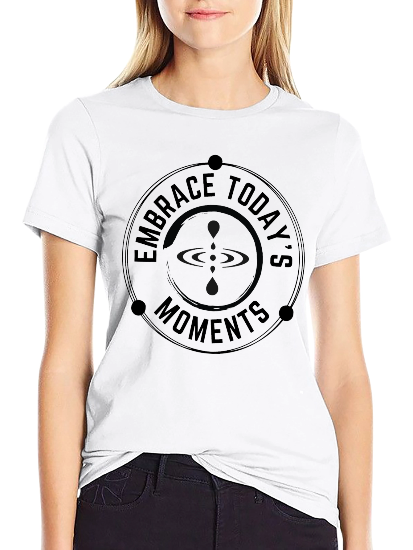 Embrace Todays Moments Black Graphic Tee