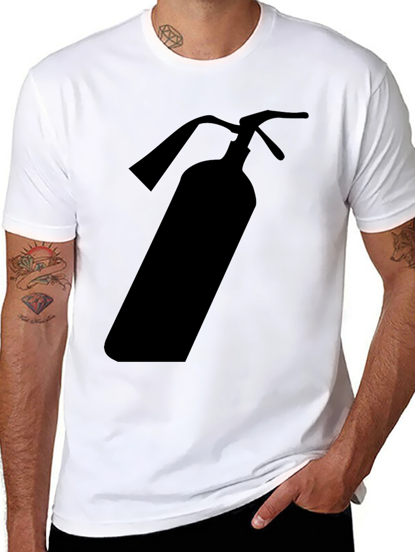 Fire Extinguisher Graphic Tee - Black Cotton T-Shirt