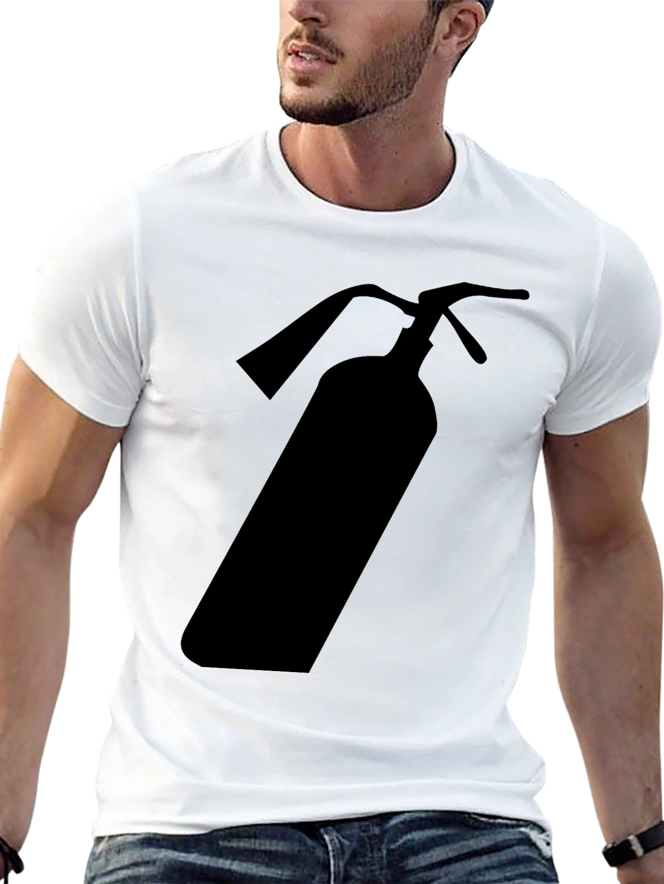 Fire Extinguisher Graphic Tee - Black Cotton T-Shirt