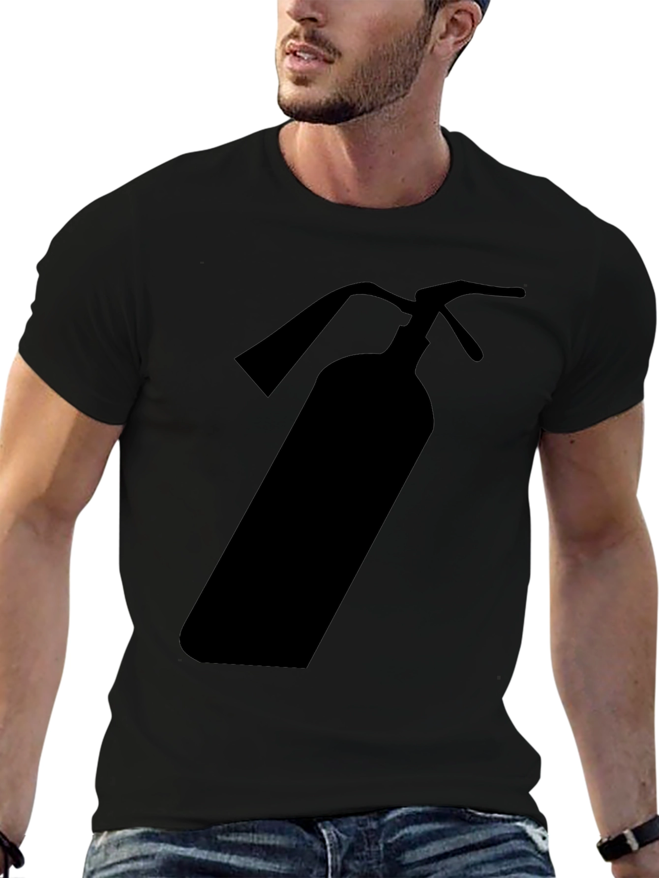 Fire Extinguisher Graphic Tee - Black Cotton T-Shirt