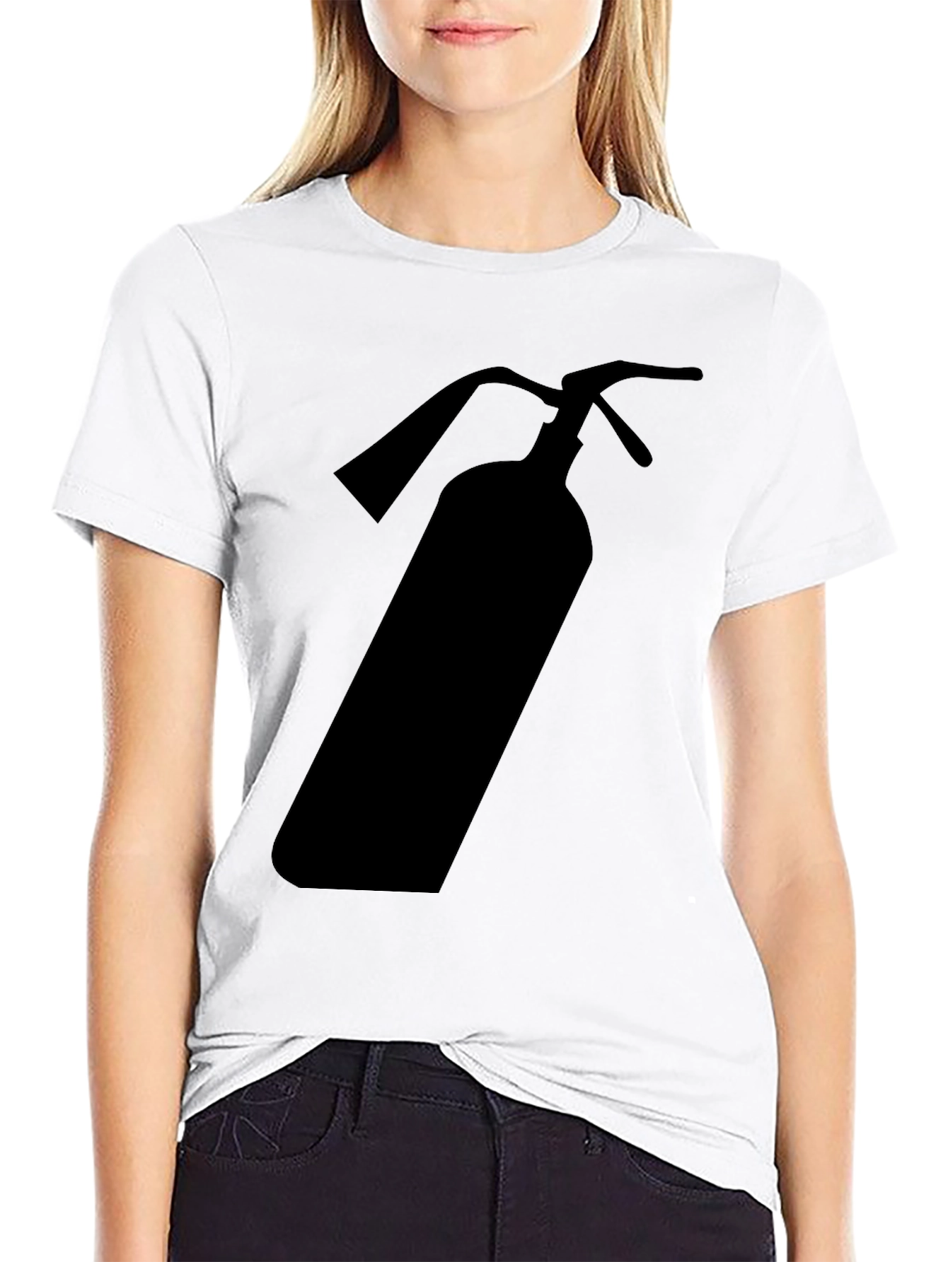 Fire Extinguisher Graphic Tee - Black Cotton T-Shirt