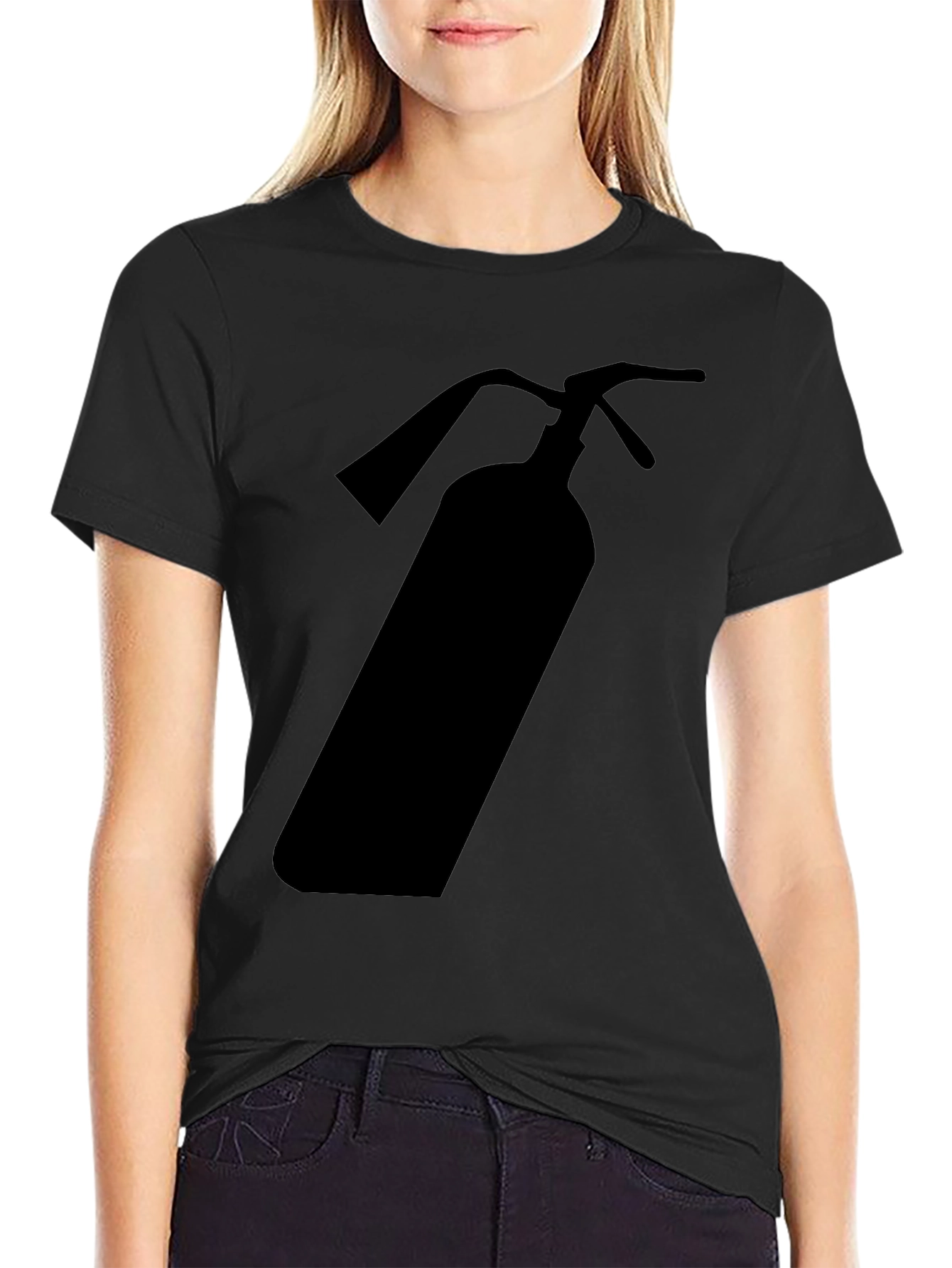 Fire Extinguisher Graphic Tee - Black Cotton T-Shirt
