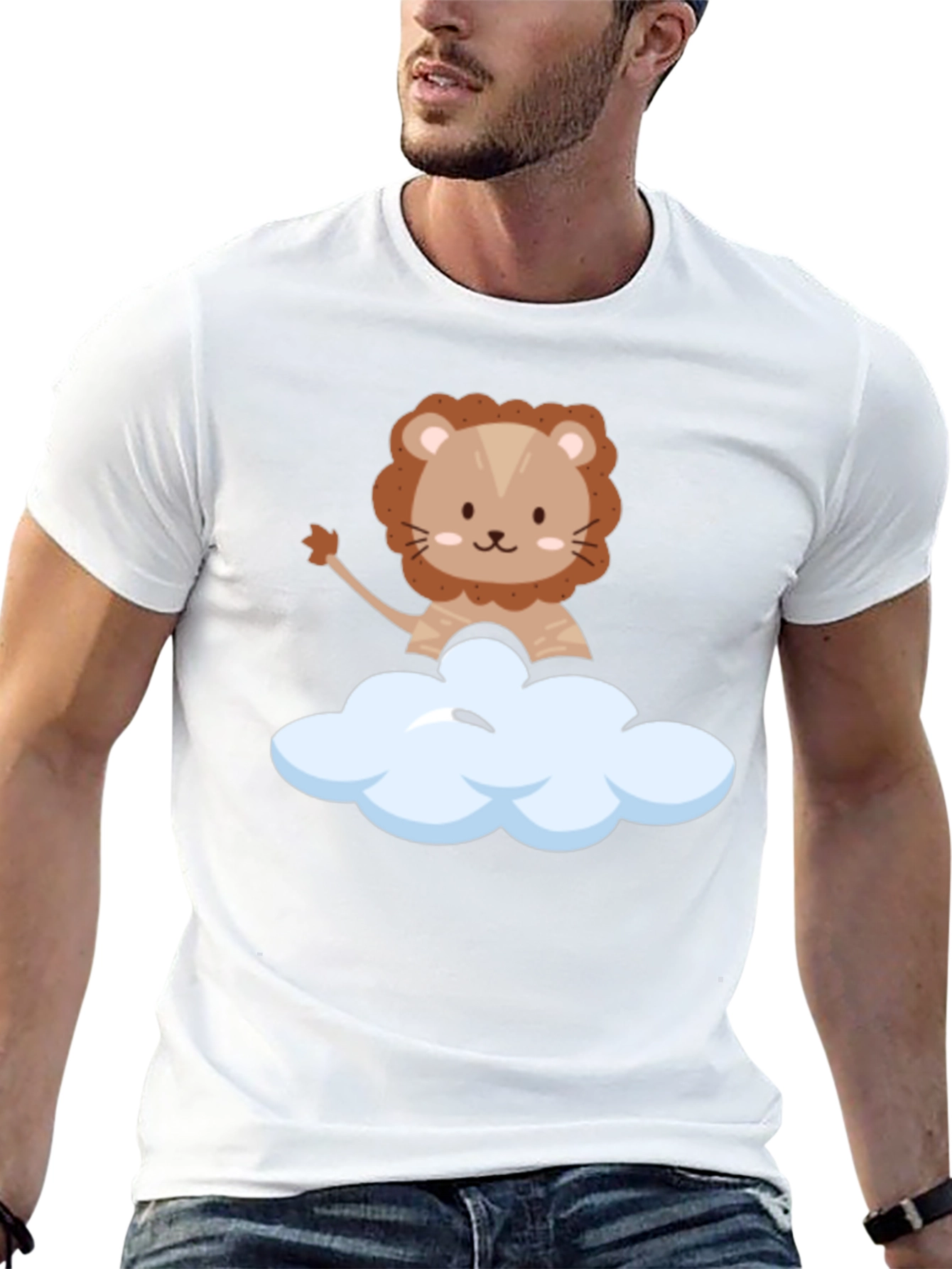 Cute Lion Cloud T-Shirt - Black