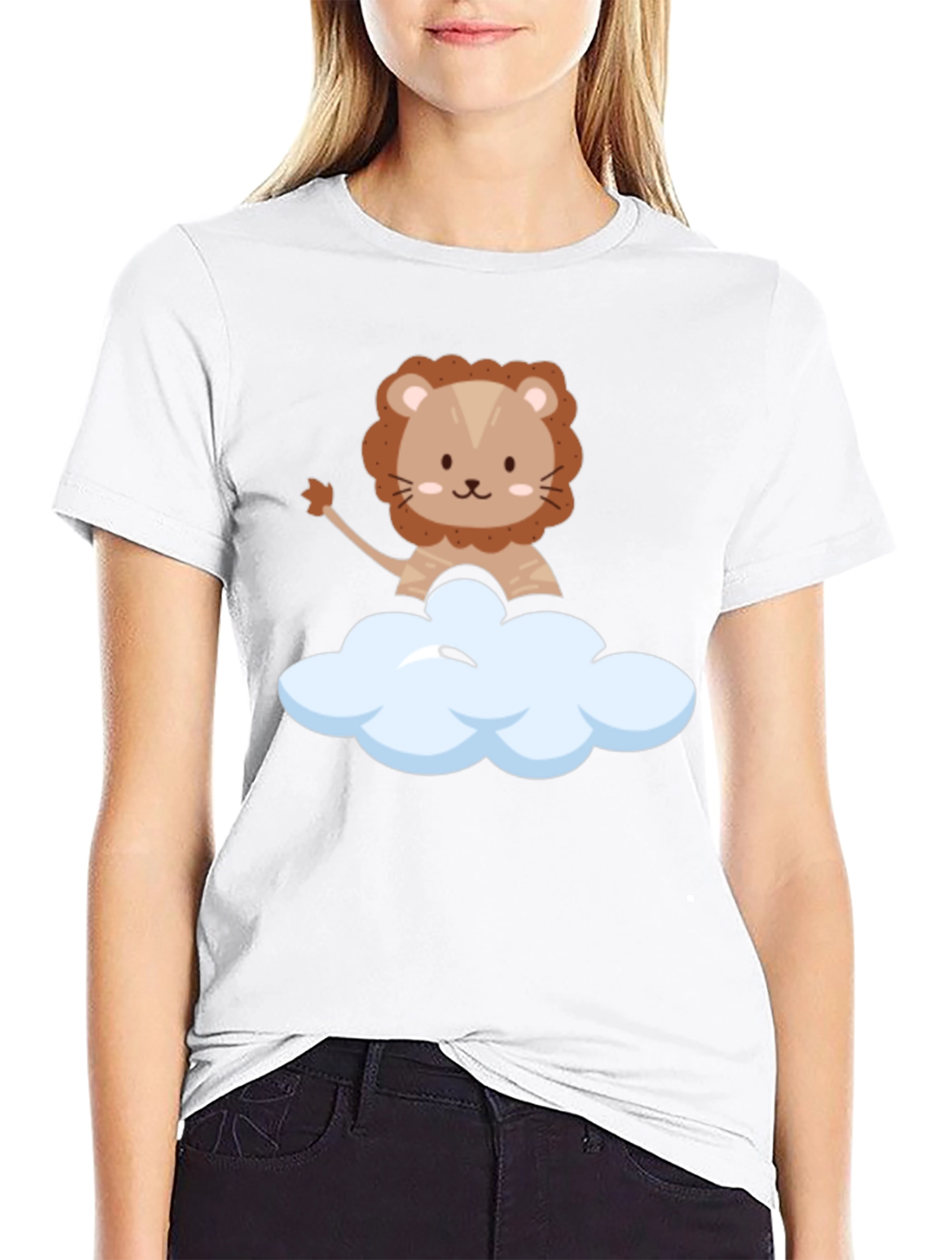 Cute Lion Cloud T-Shirt - Black