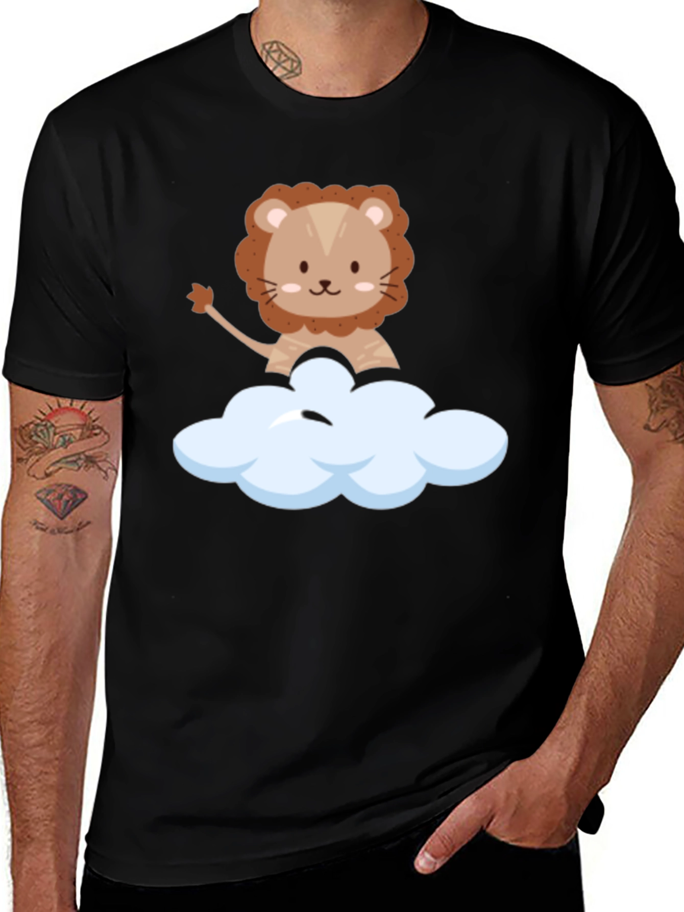 Cute Lion Cloud T-Shirt - Black