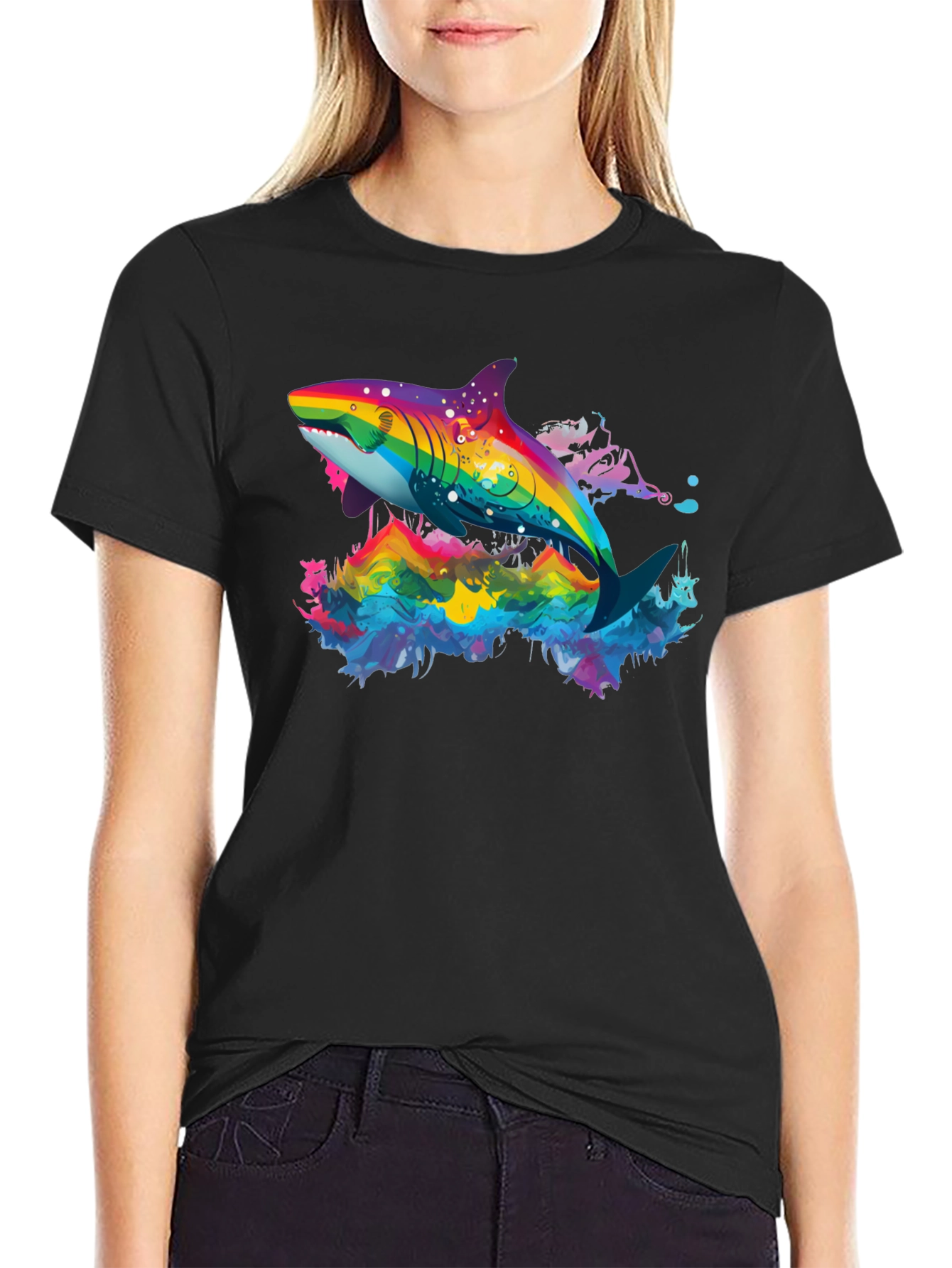 Rainbow Shark Graphic T-Shirt