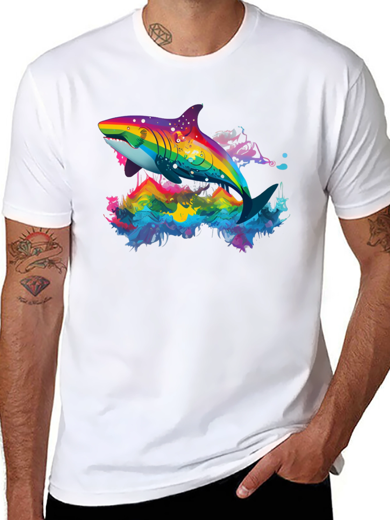 Rainbow Shark Graphic T-Shirt