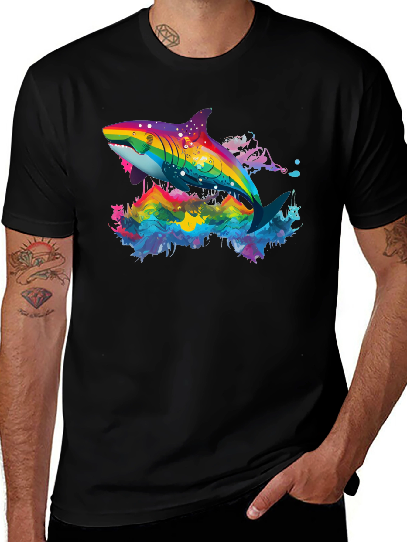 Rainbow Shark Graphic T-Shirt