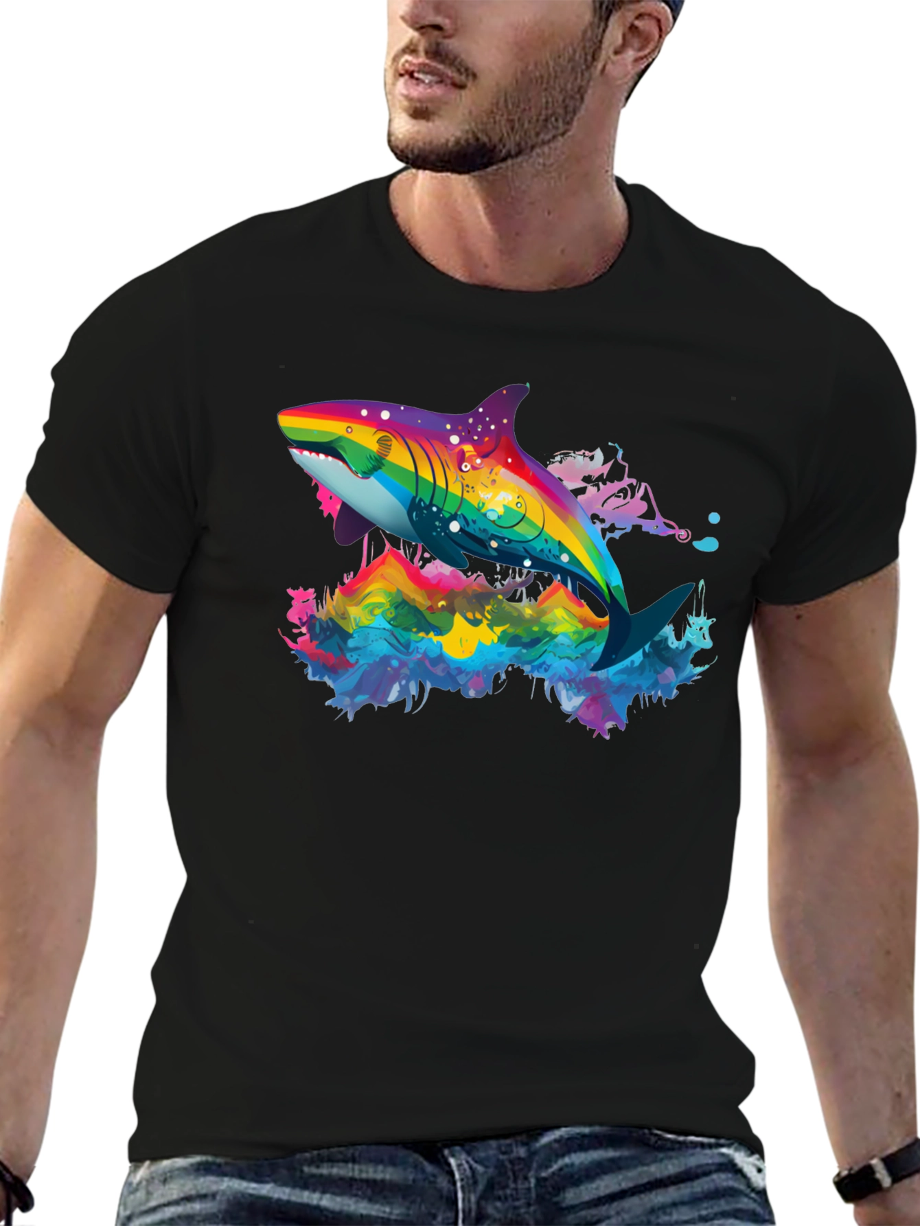 Rainbow Shark Graphic T-Shirt