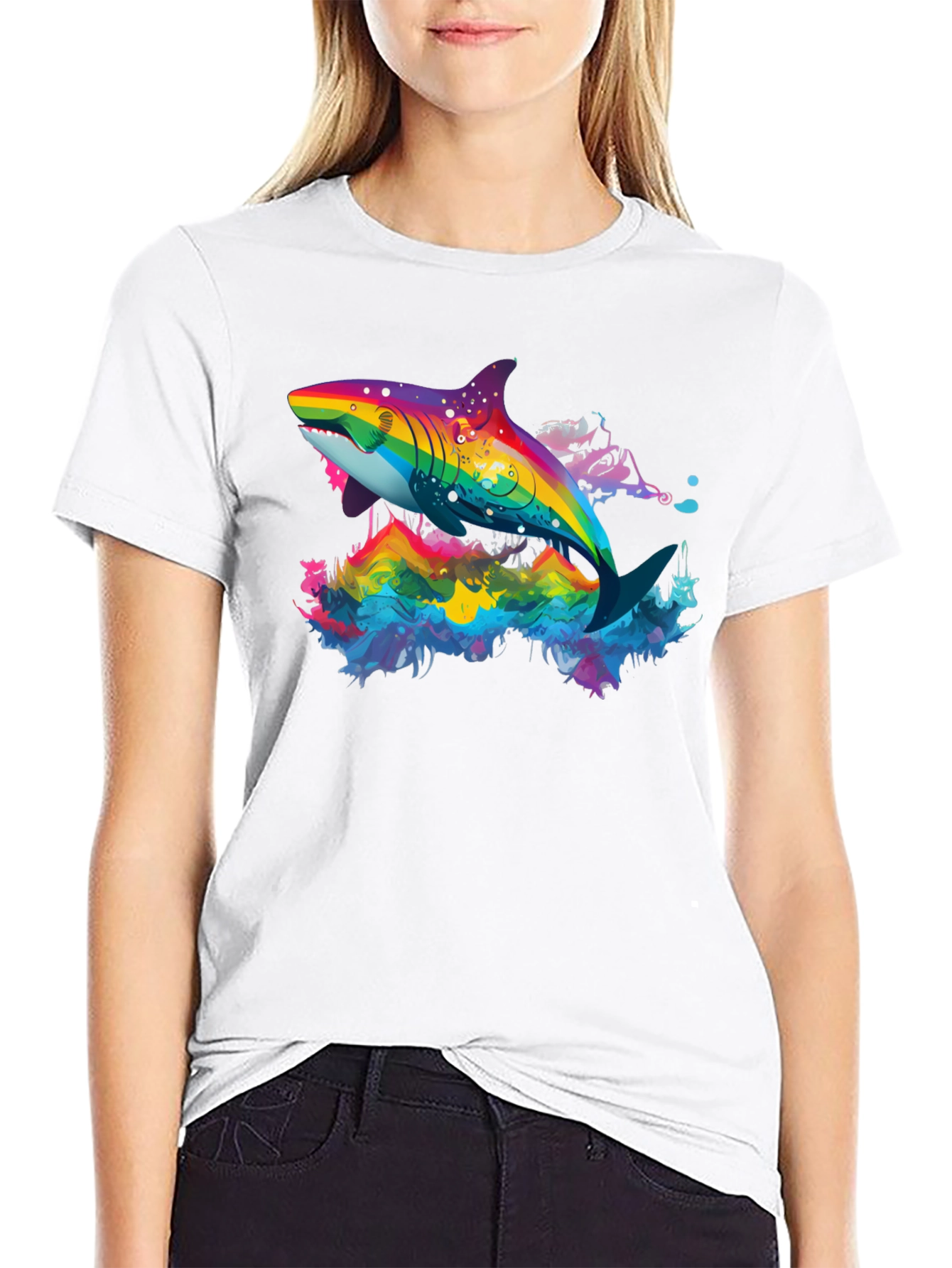 Rainbow Shark Graphic T-Shirt