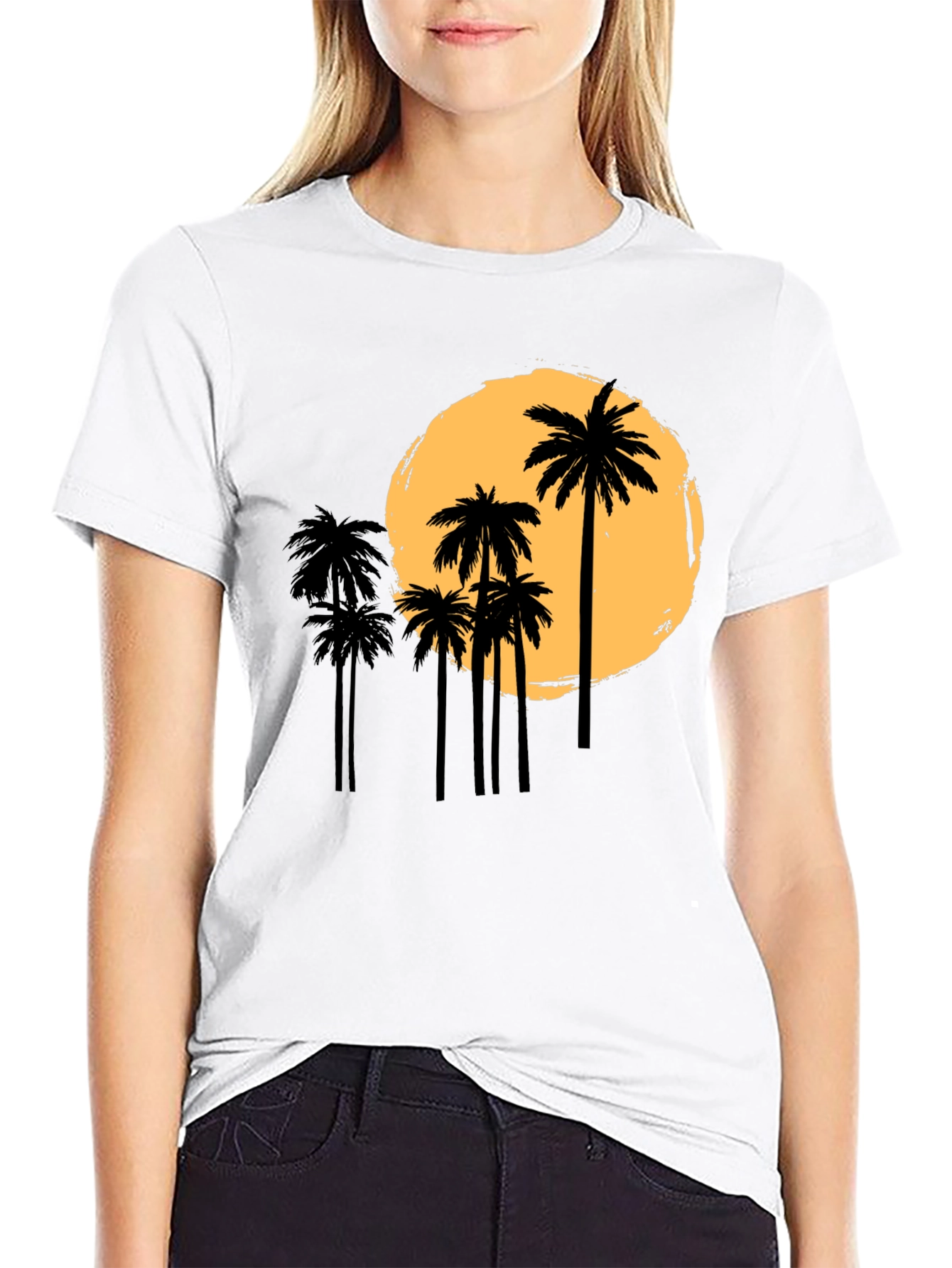 Sunset Palm Graphic Tee - Black