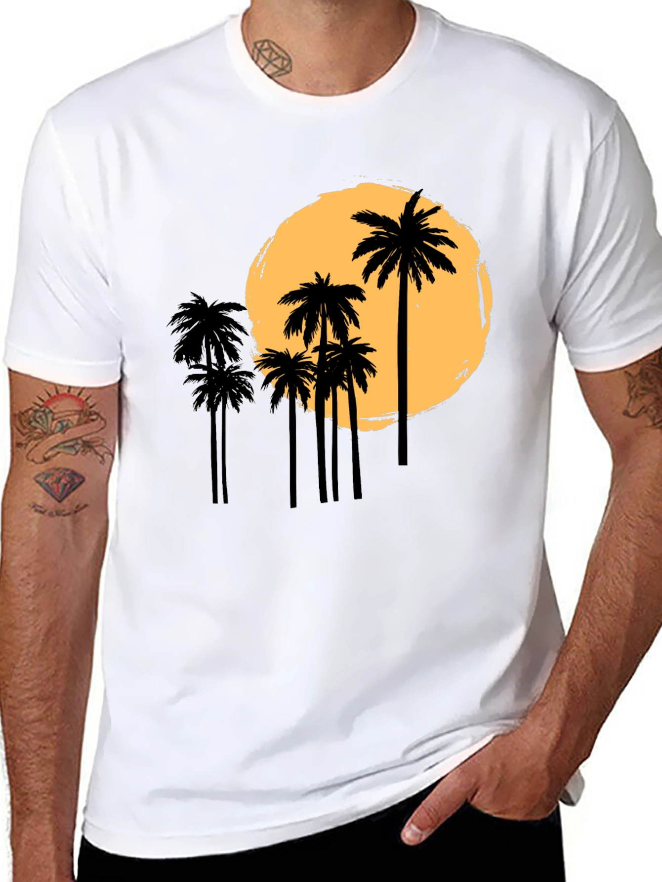 Sunset Palm Graphic Tee - Black
