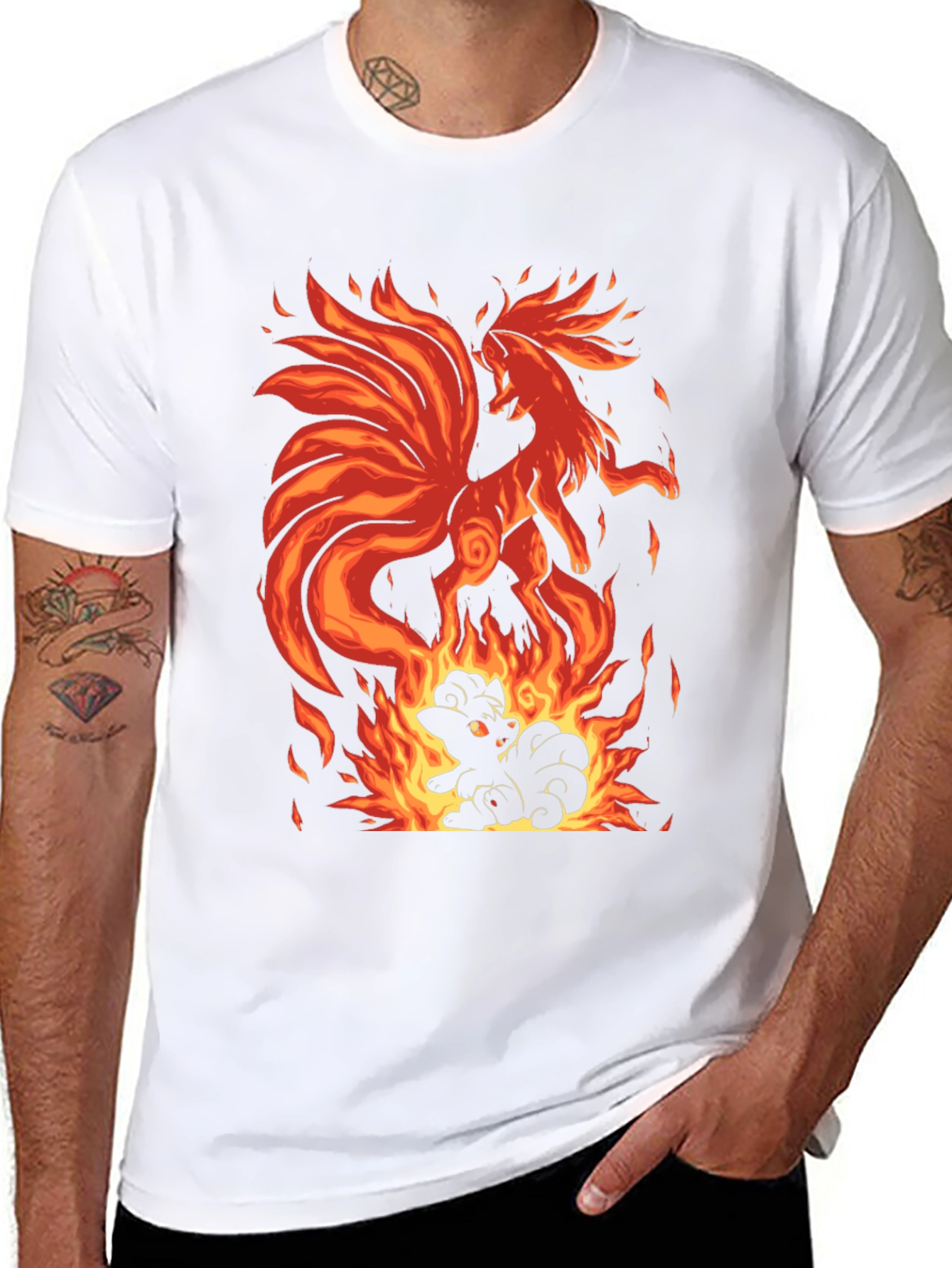 Fiery Nine-Tailed Fox Graphic T-Shirt