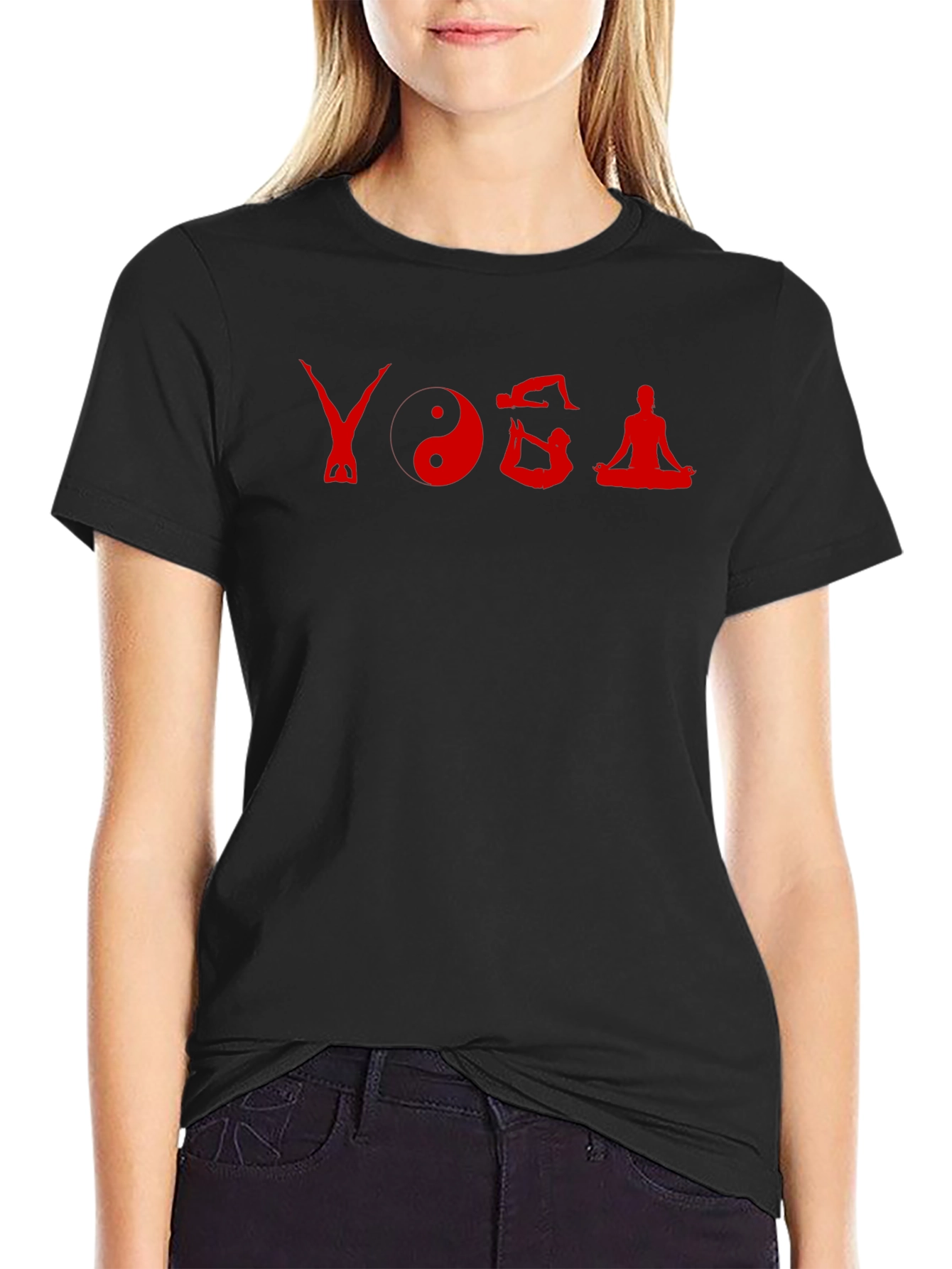 Yoga Poses Graphic Tee - Black Cotton T-Shirt