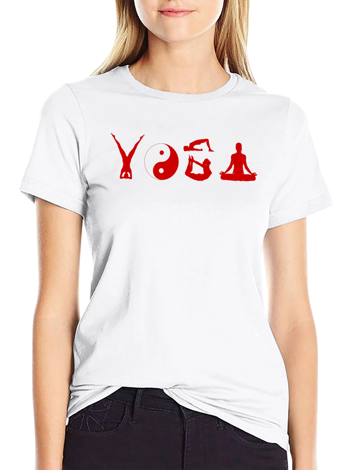 Yoga Poses Graphic Tee - Black Cotton T-Shirt